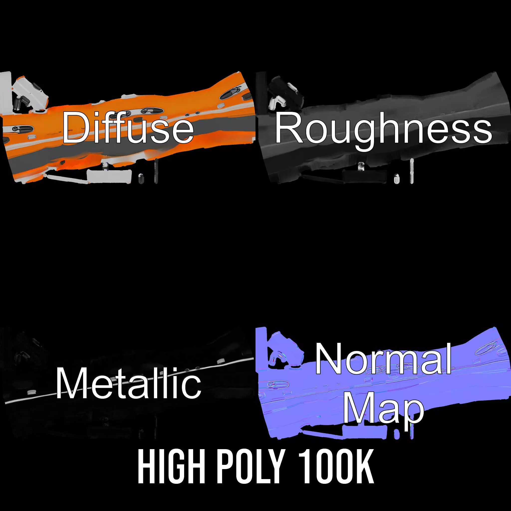 Vibrant Orange Raft model pack Low-poly 3D model_3