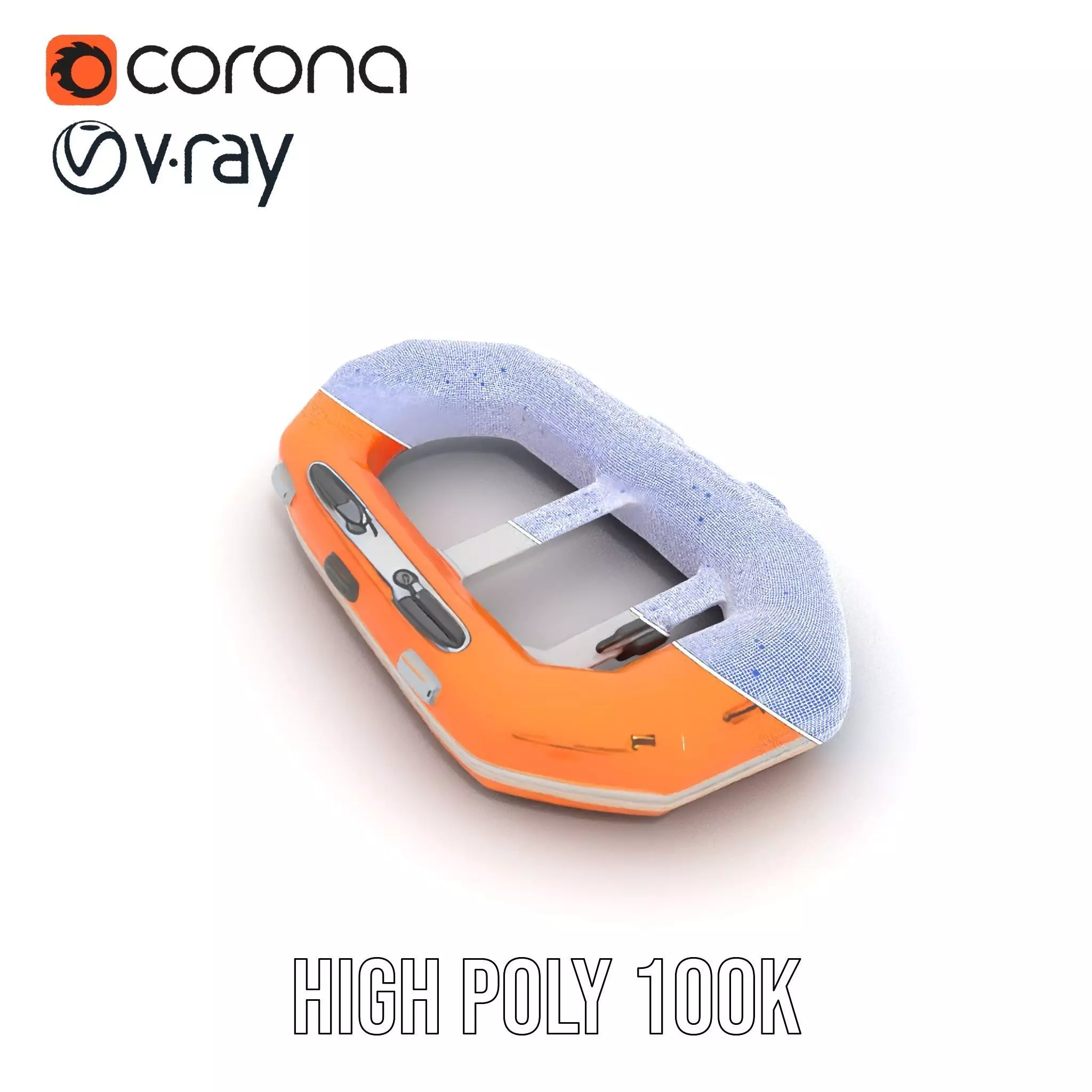 Vibrant Orange Raft model pack Low-poly 3D model_33