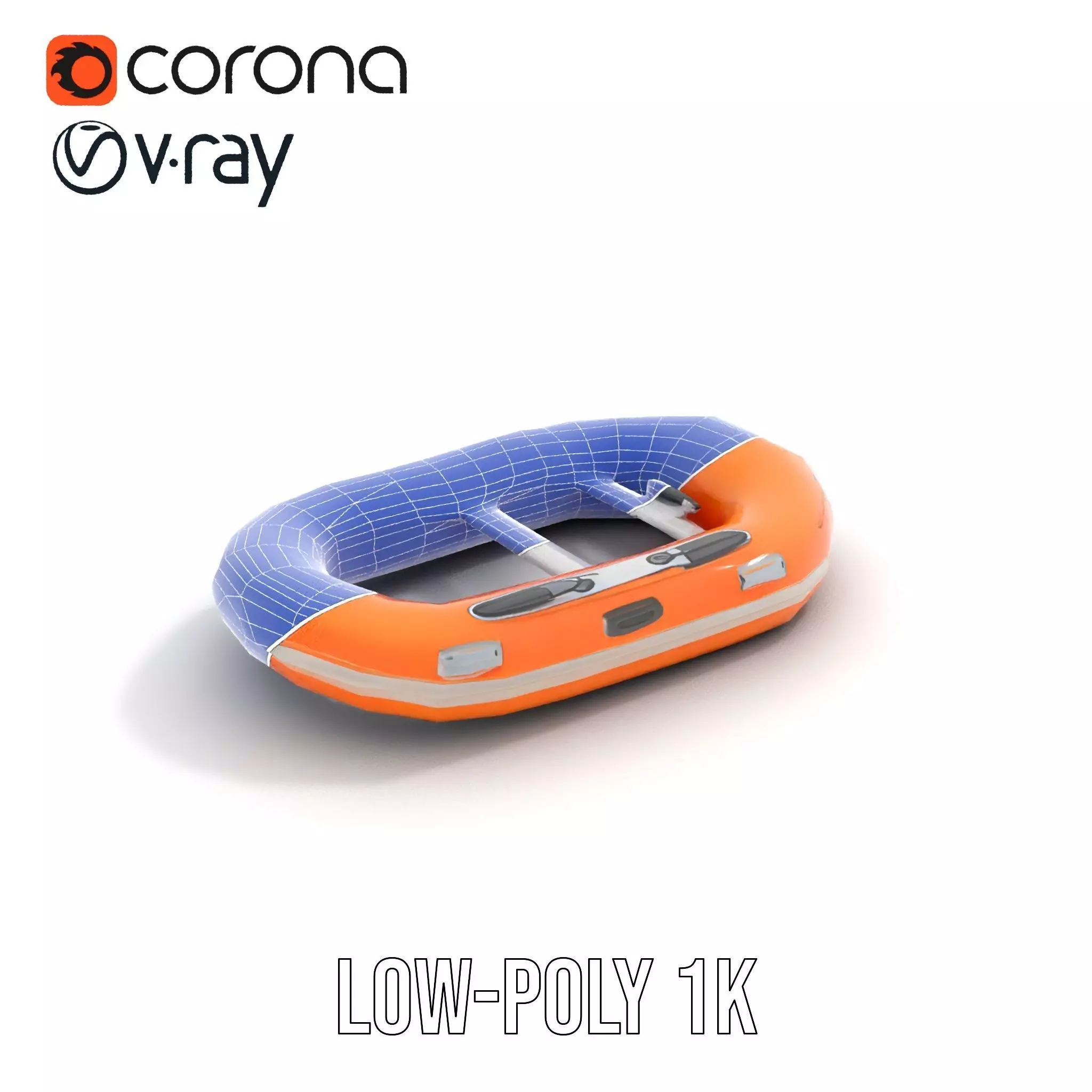 Vibrant Orange Raft model pack Low-poly 3D model_22