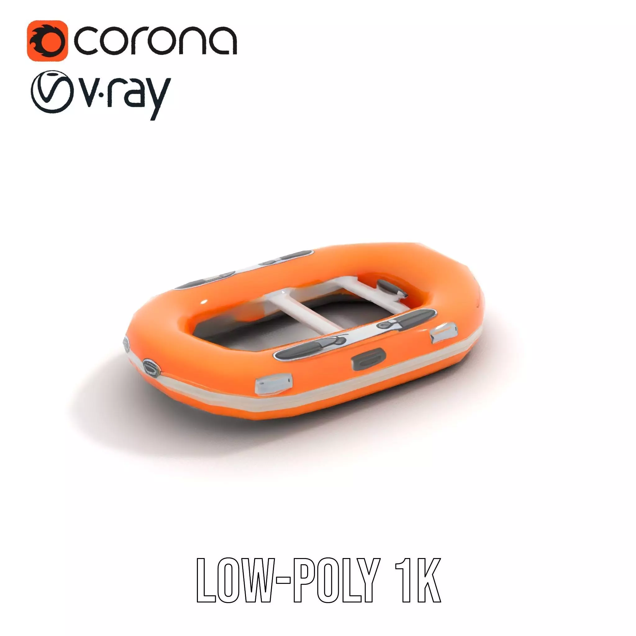 Vibrant Orange Raft model pack Low-poly 3D model_11