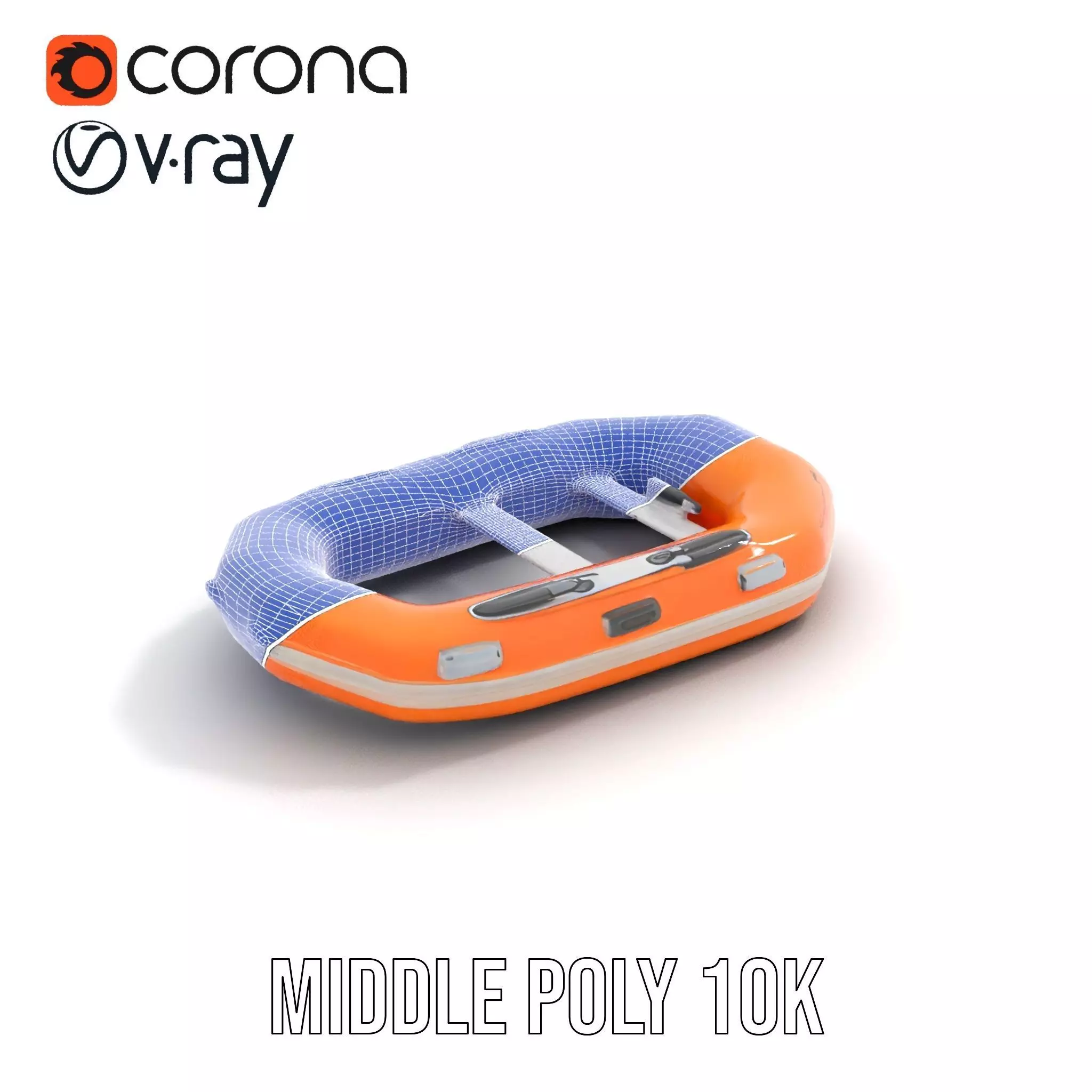 Vibrant Orange Raft model pack Low-poly 3D model_24