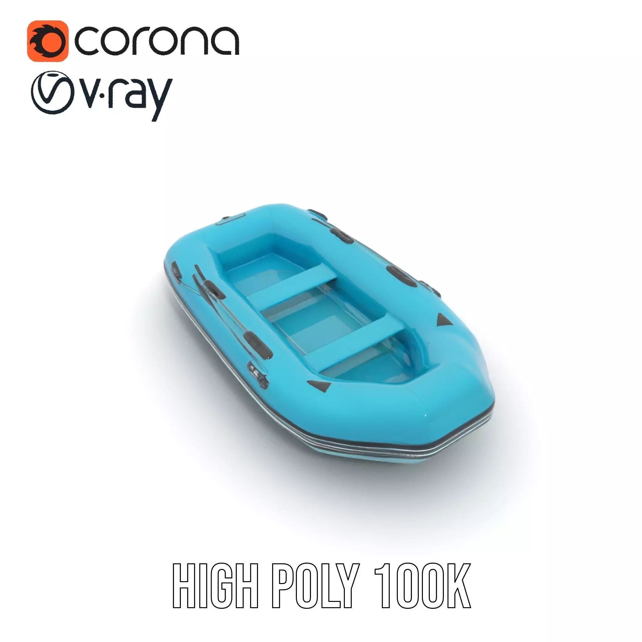 Teal Inflatable Raft model pack Low-poly 3D model_18