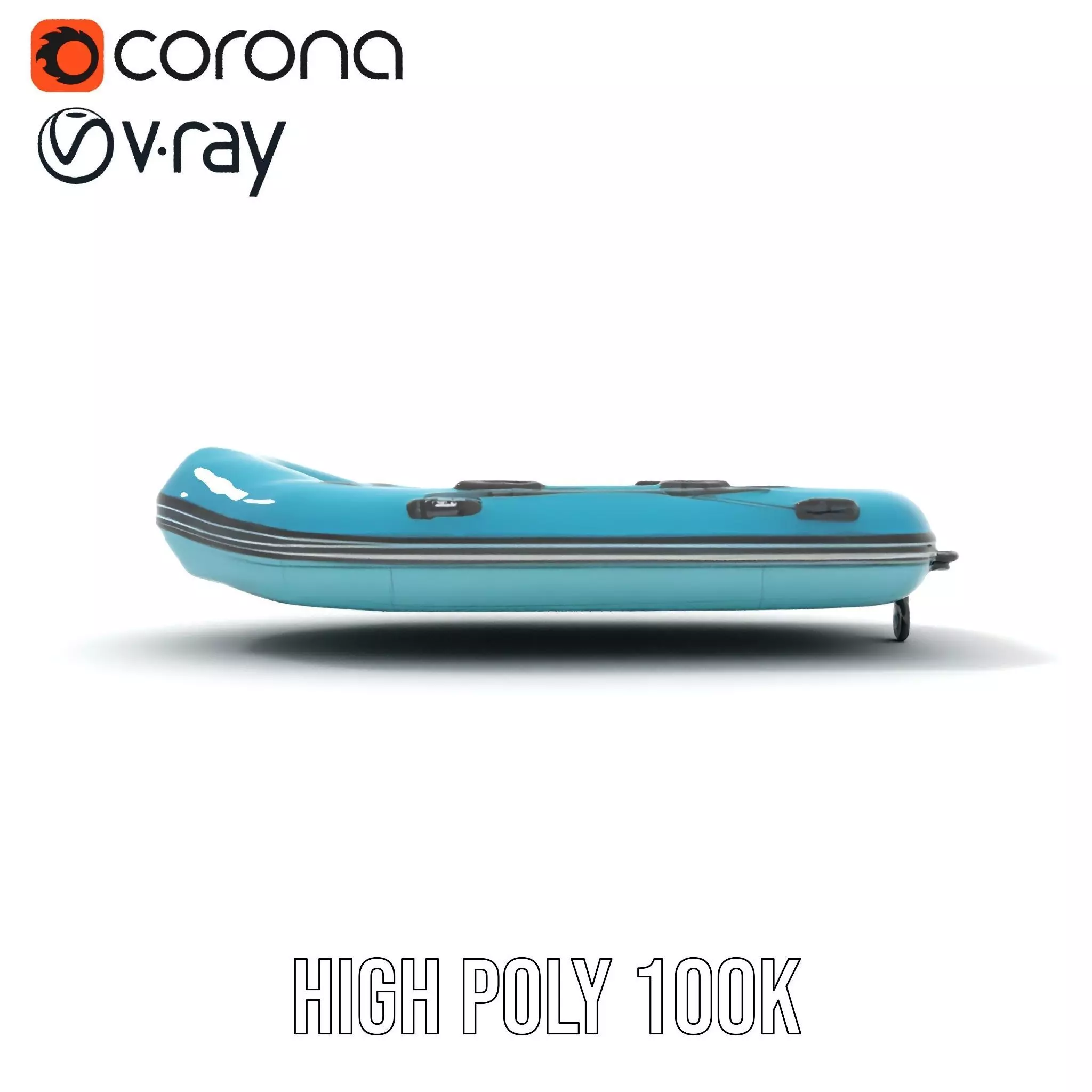 Teal Inflatable Raft model pack Low-poly 3D model_15