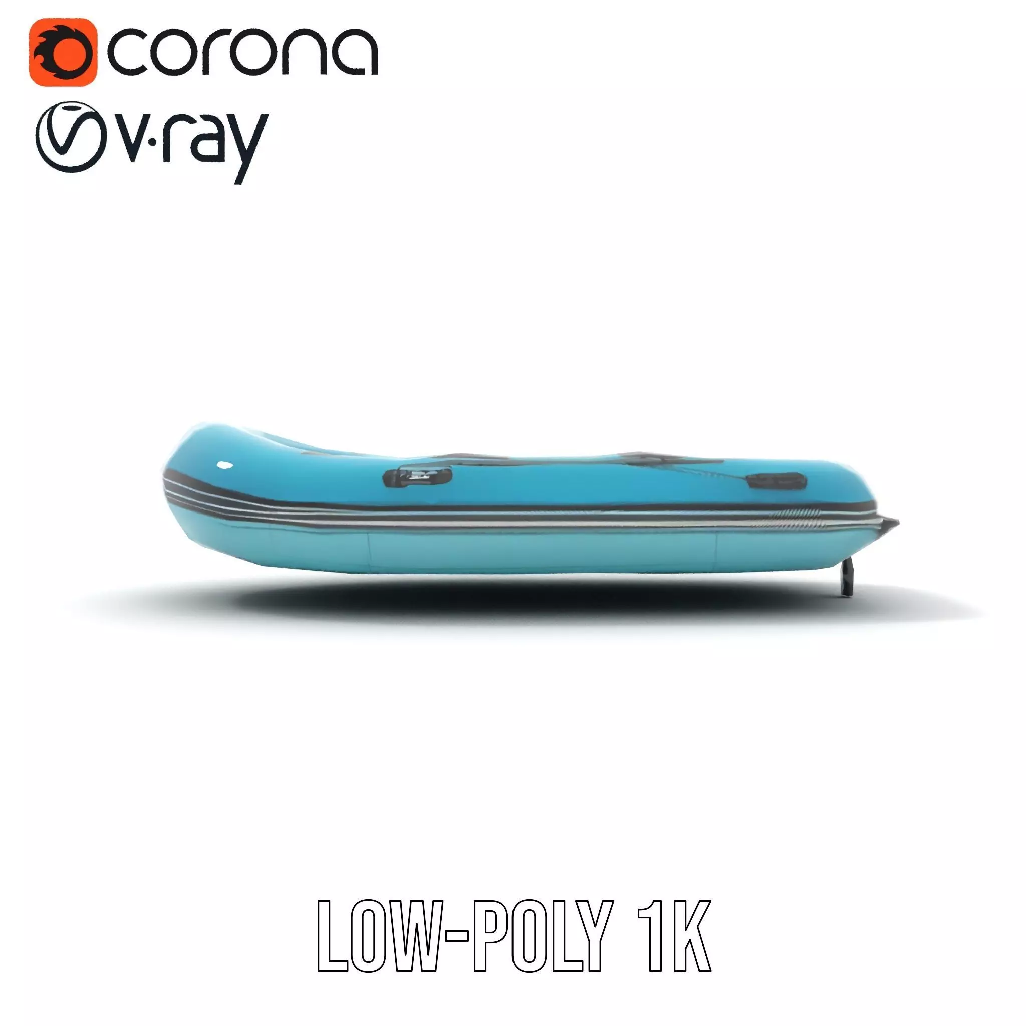 Teal Inflatable Raft model pack Low-poly 3D model_7