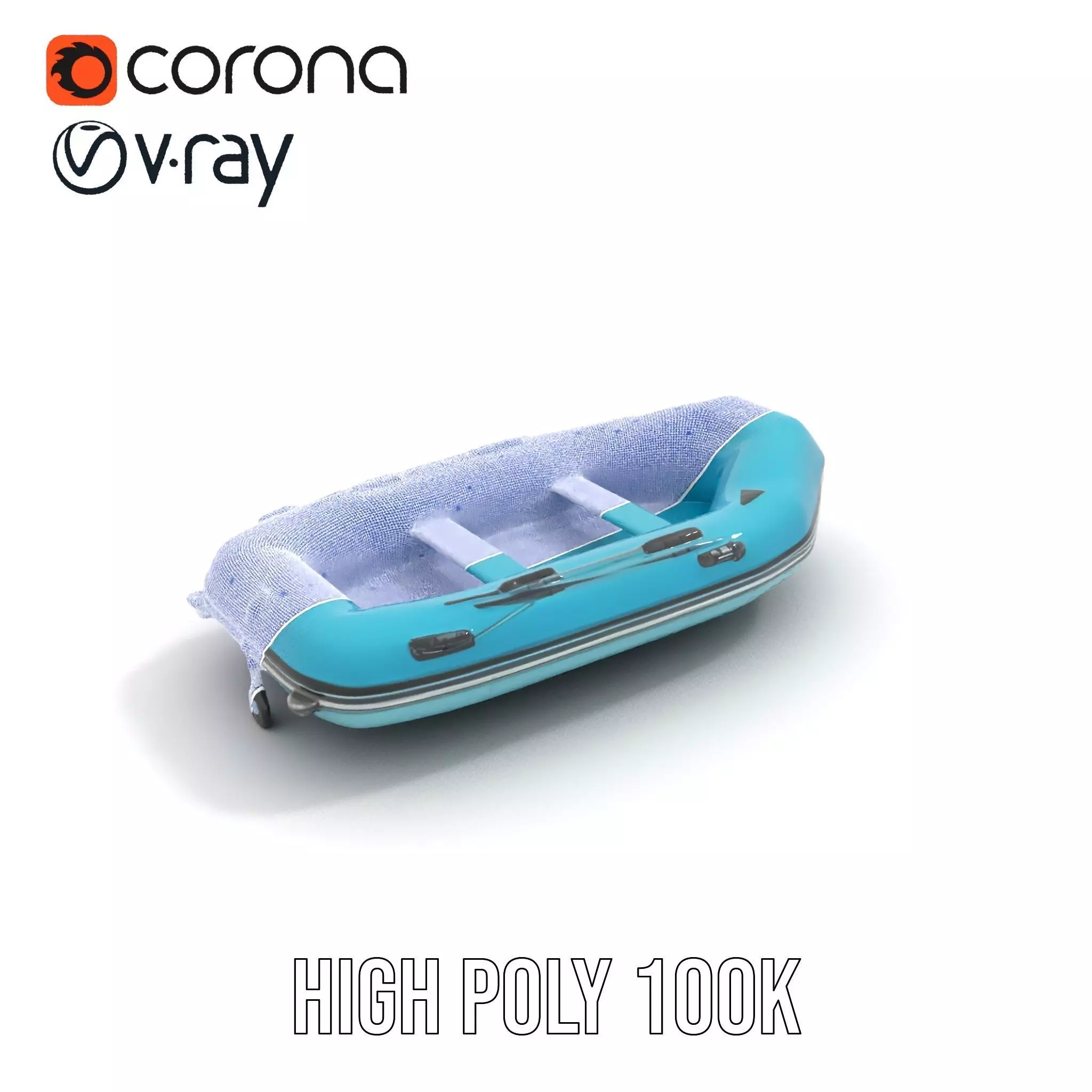 Teal Inflatable Raft model pack Low-poly 3D model_31