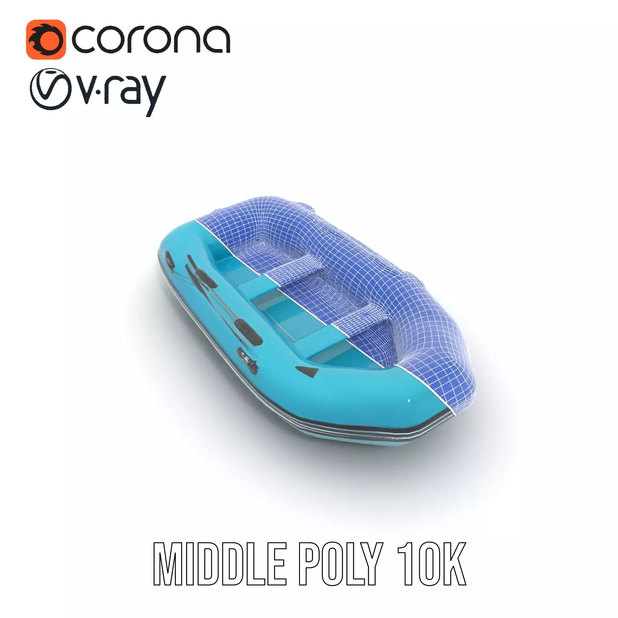 Teal Inflatable Raft model pack Low-poly 3D model_21