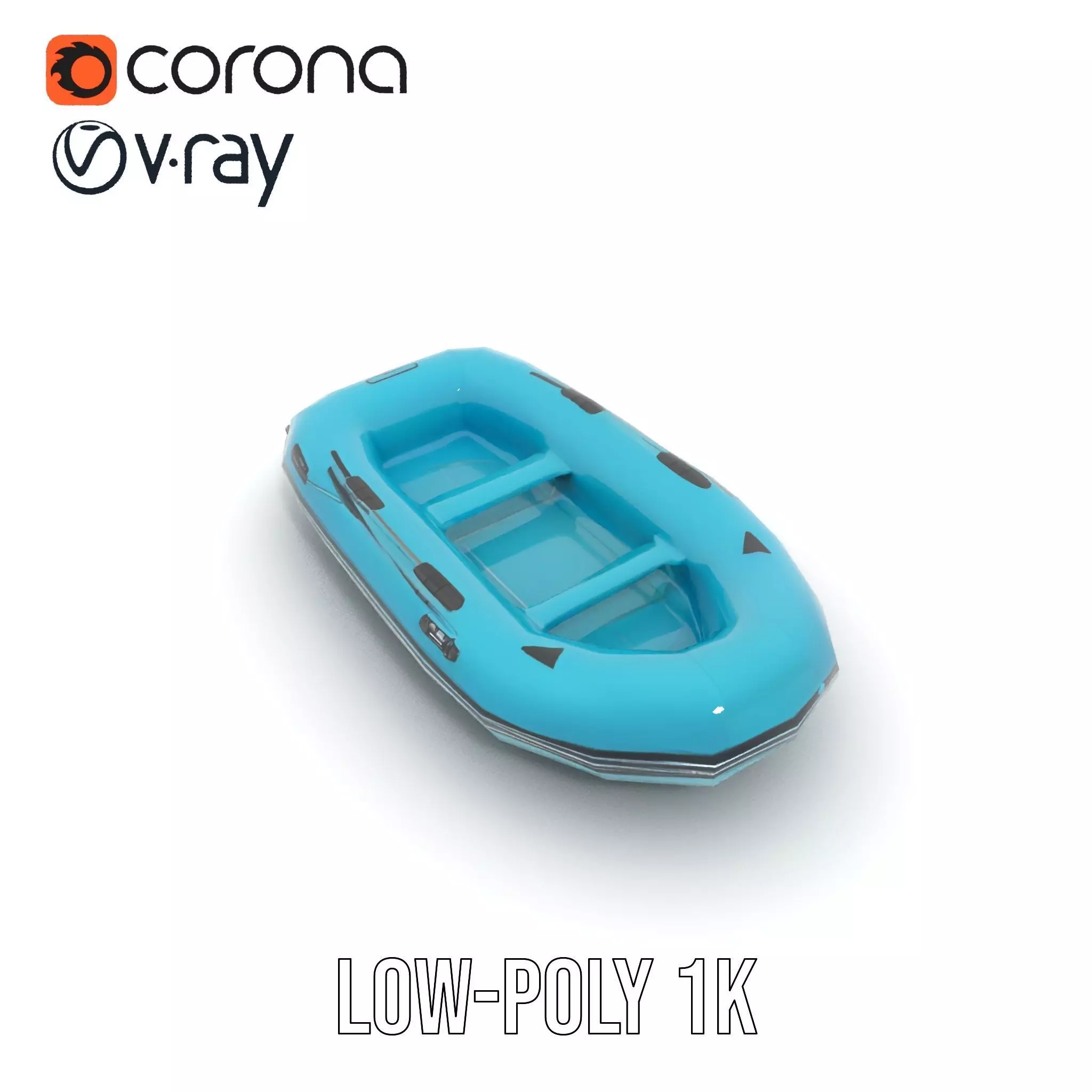 Teal Inflatable Raft model pack Low-poly 3D model_12