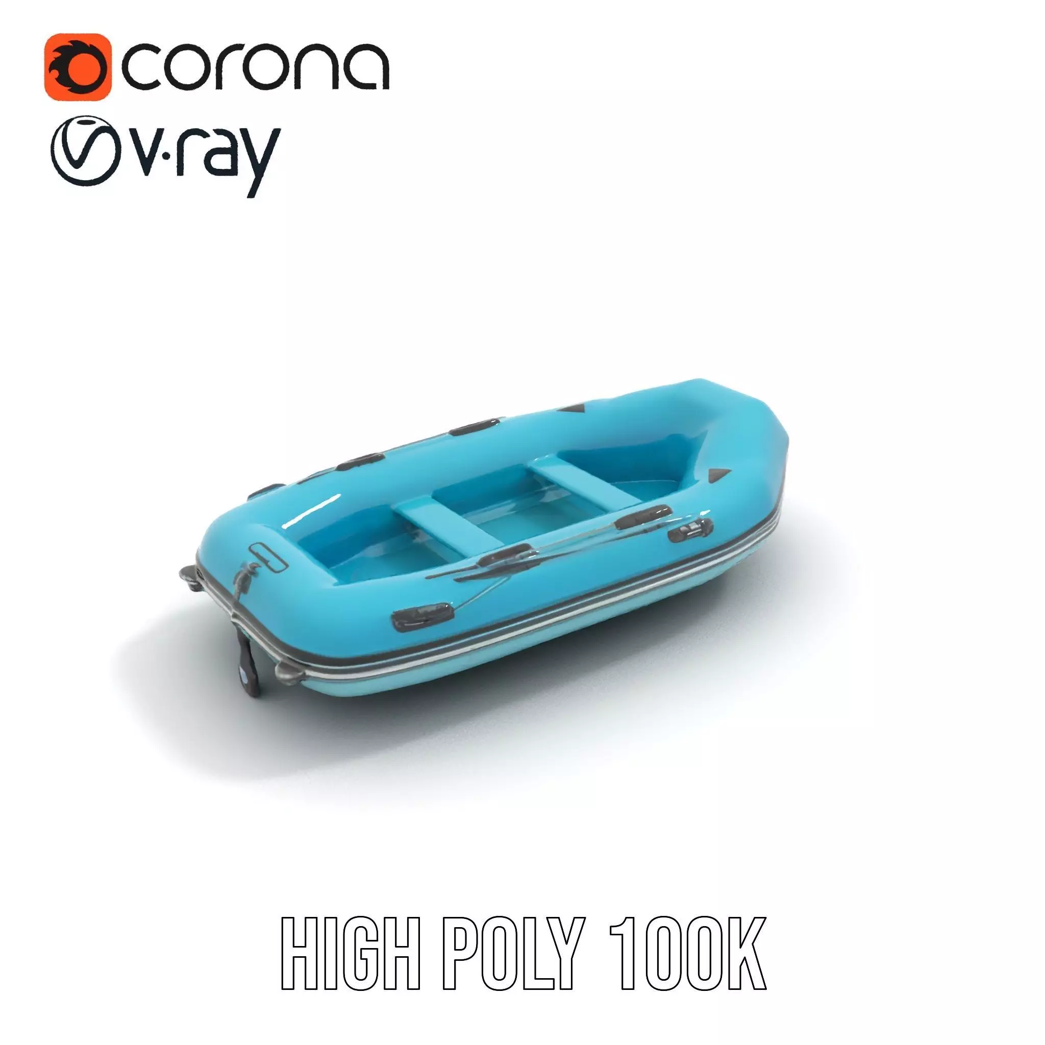 Teal Inflatable Raft model pack Low-poly 3D model_28