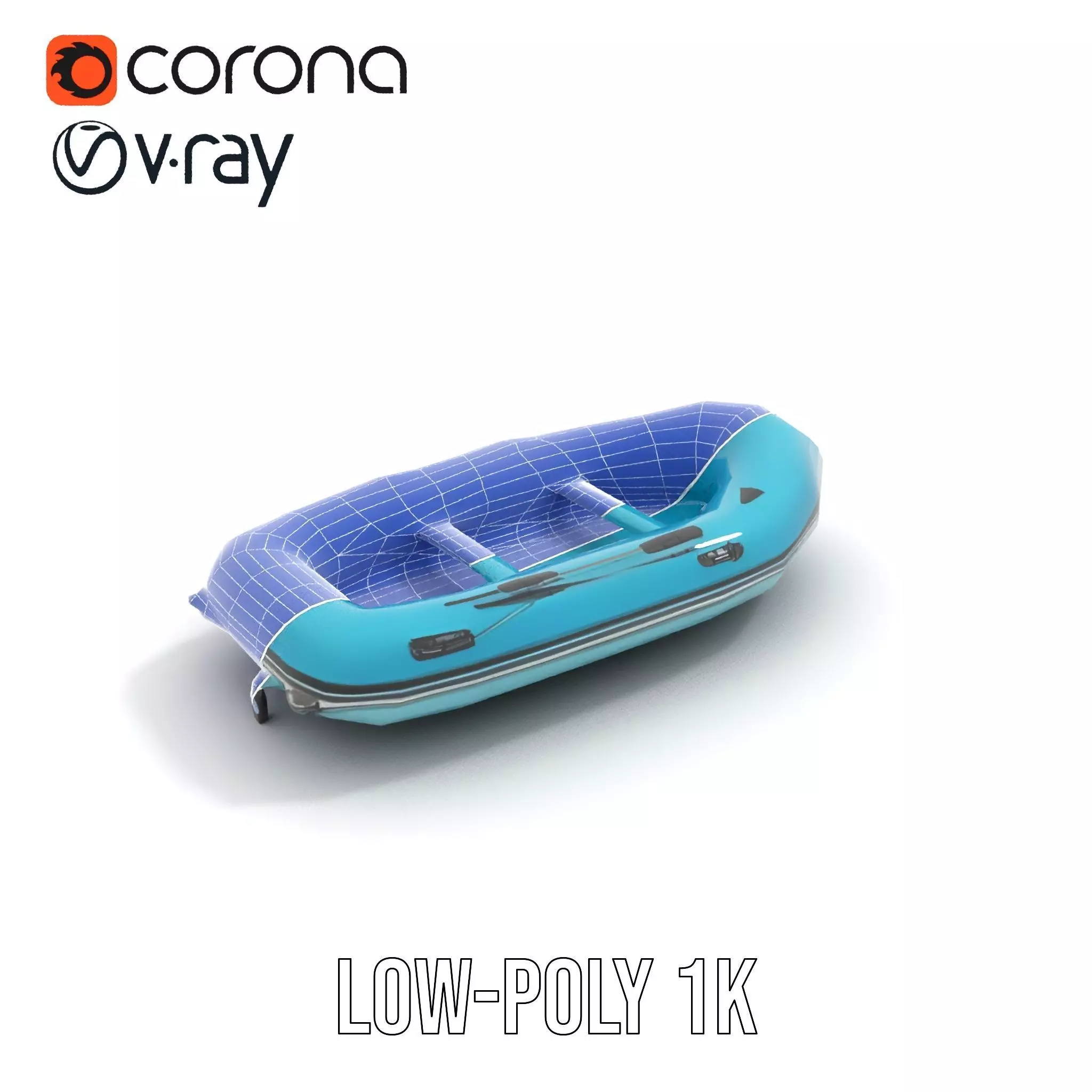 Teal Inflatable Raft model pack Low-poly 3D model_22