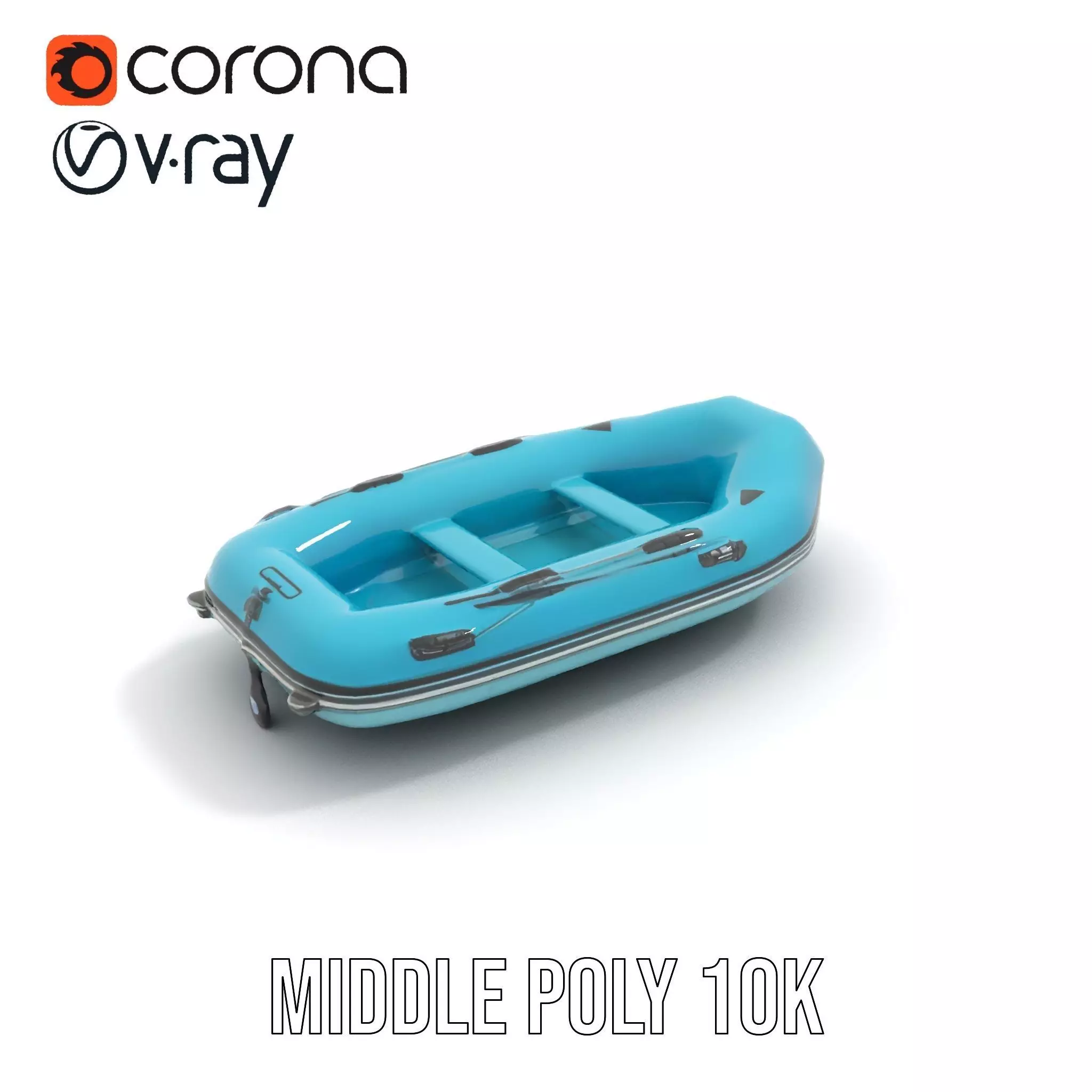 Teal Inflatable Raft model pack Low-poly 3D model_6