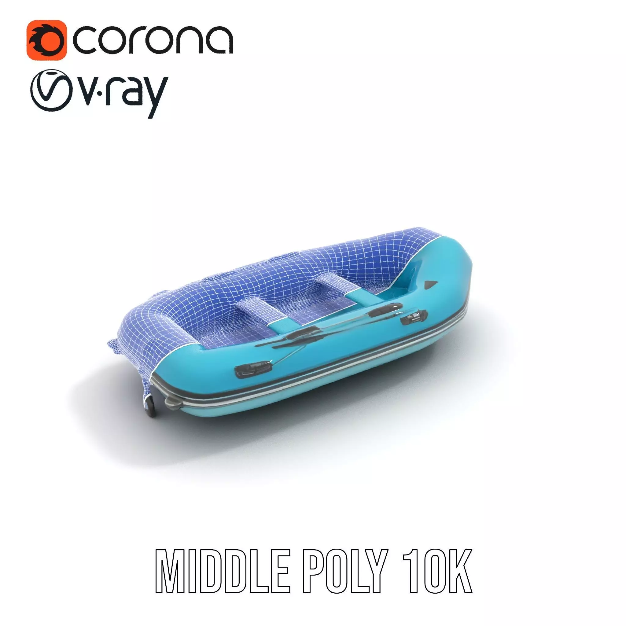 Teal Inflatable Raft model pack Low-poly 3D model_24