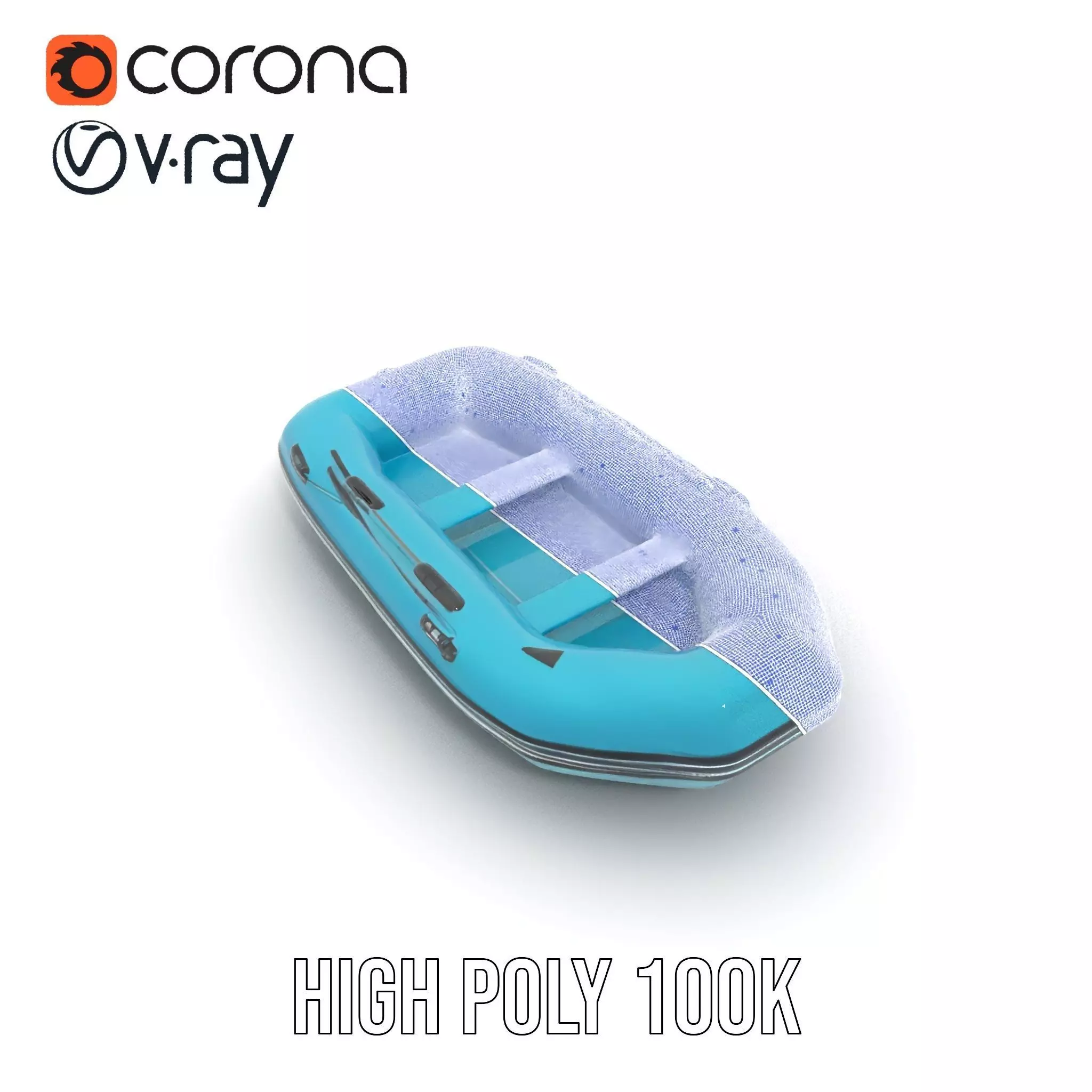 Teal Inflatable Raft model pack Low-poly 3D model_34
