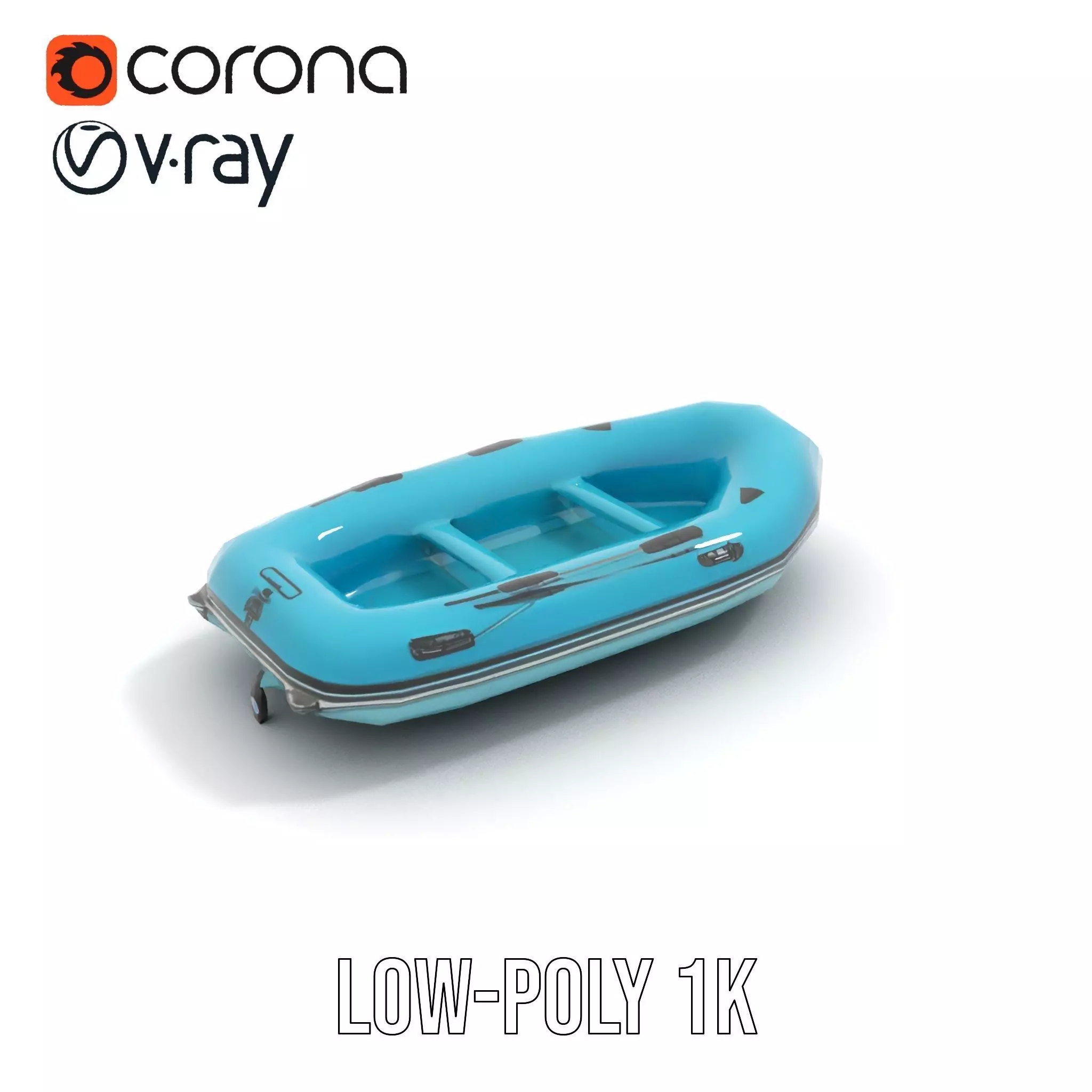 Teal Inflatable Raft model pack Low-poly 3D model_17