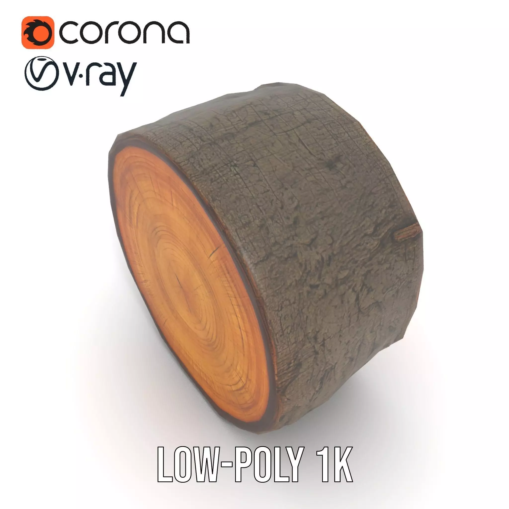 Natural Oak Tree Slice model pack Low-poly 3D model_9
