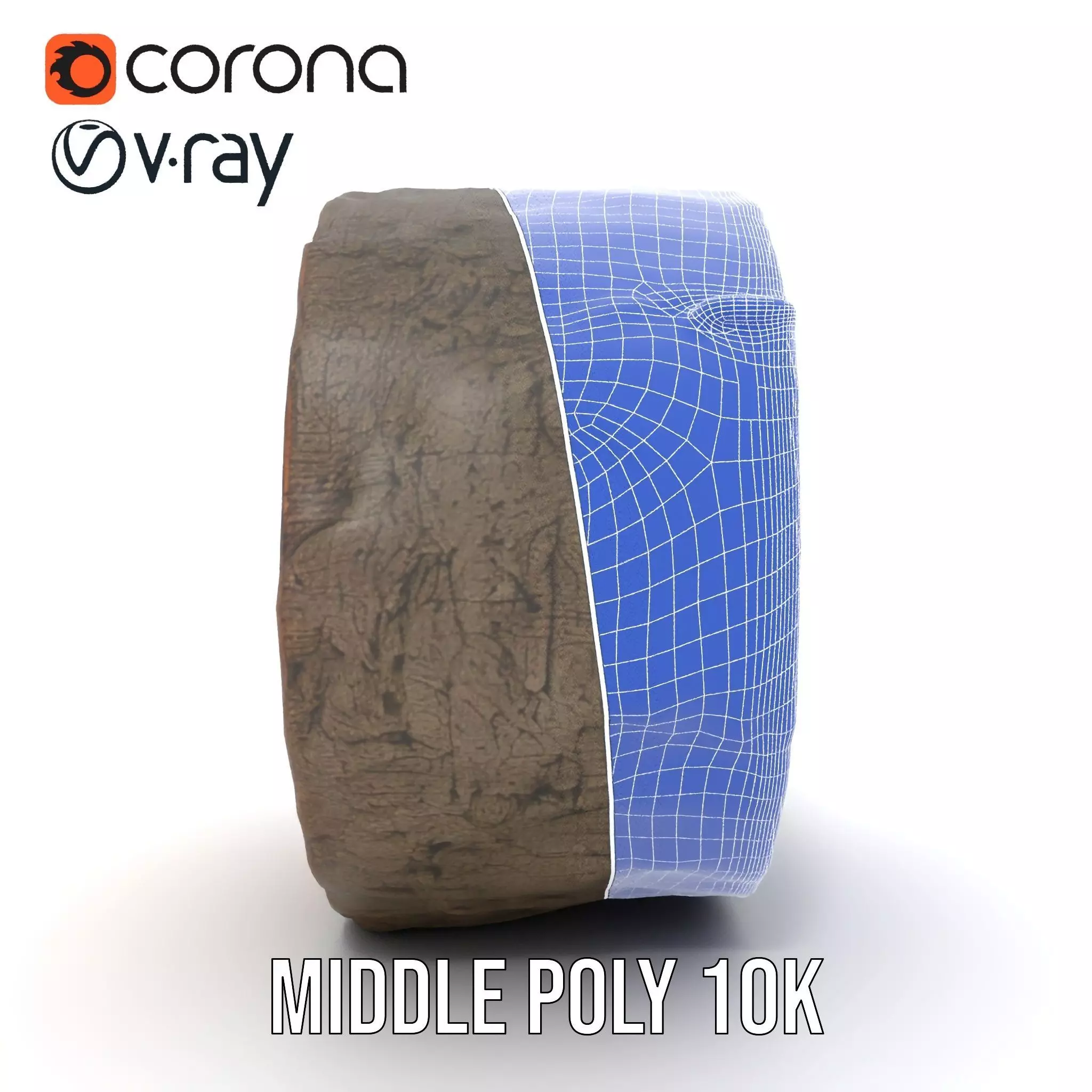 Natural Oak Tree Slice model pack Low-poly 3D model_21