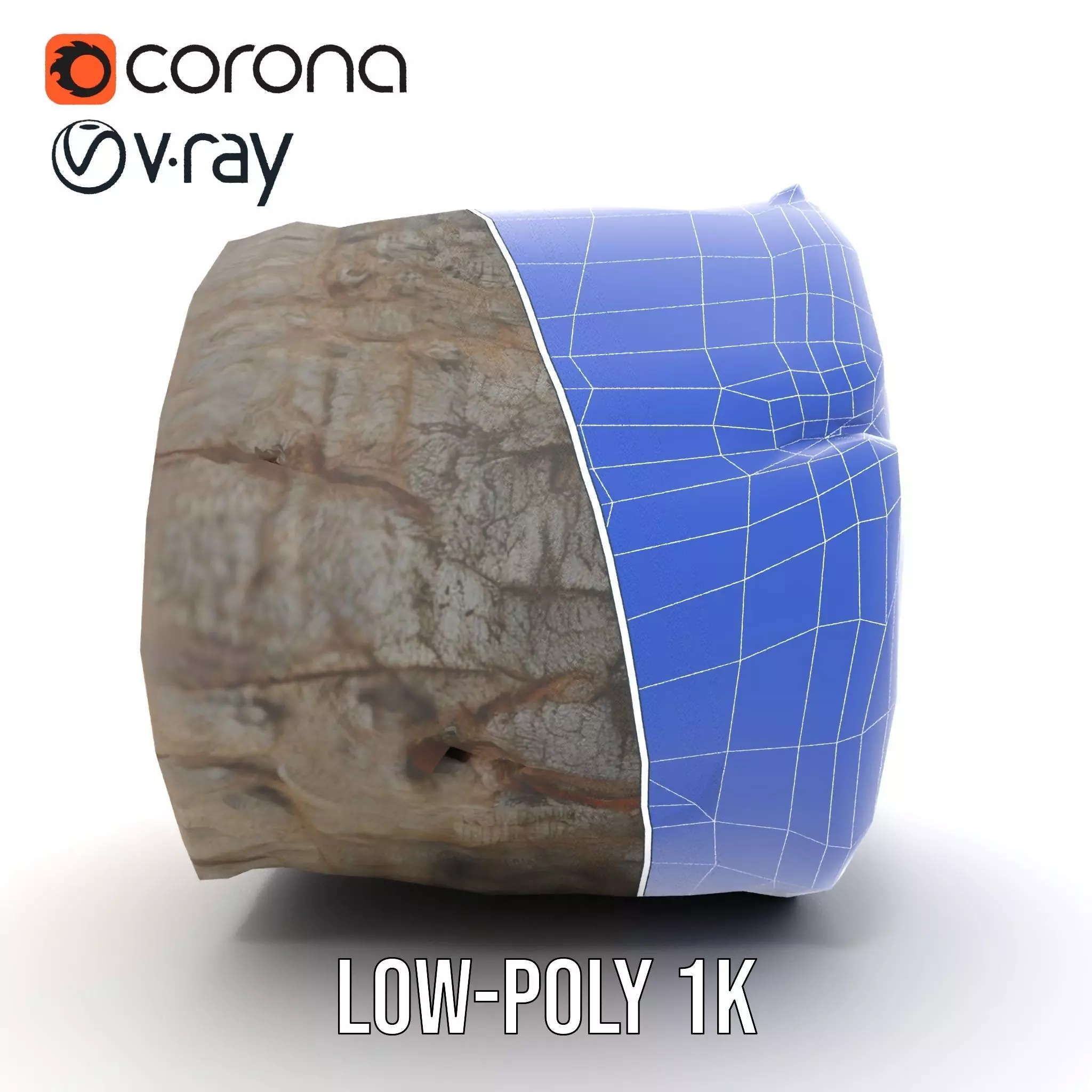 Rustic Tree Trunk model pack Low-poly 3D model_31
