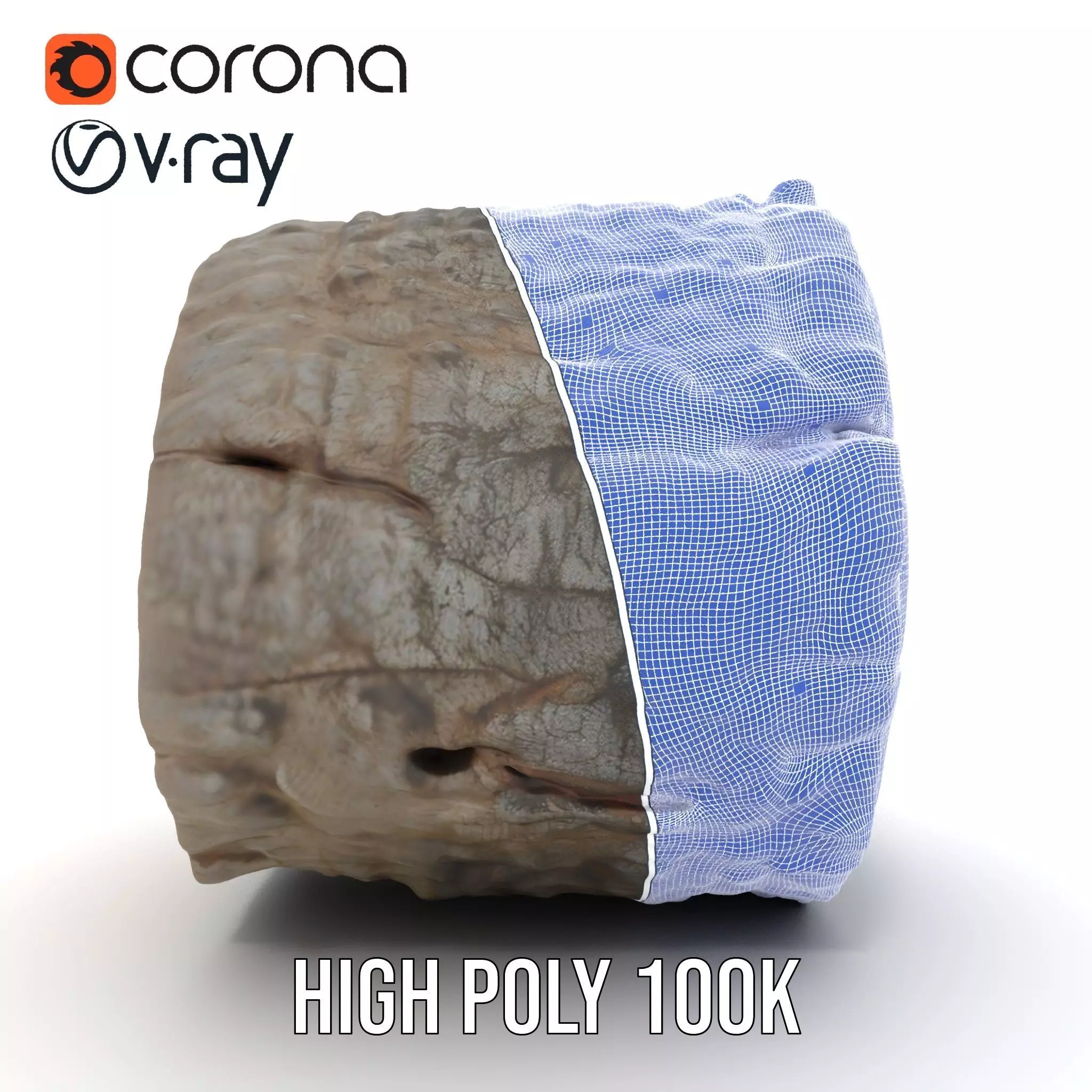 Rustic Tree Trunk model pack Low-poly 3D model_32