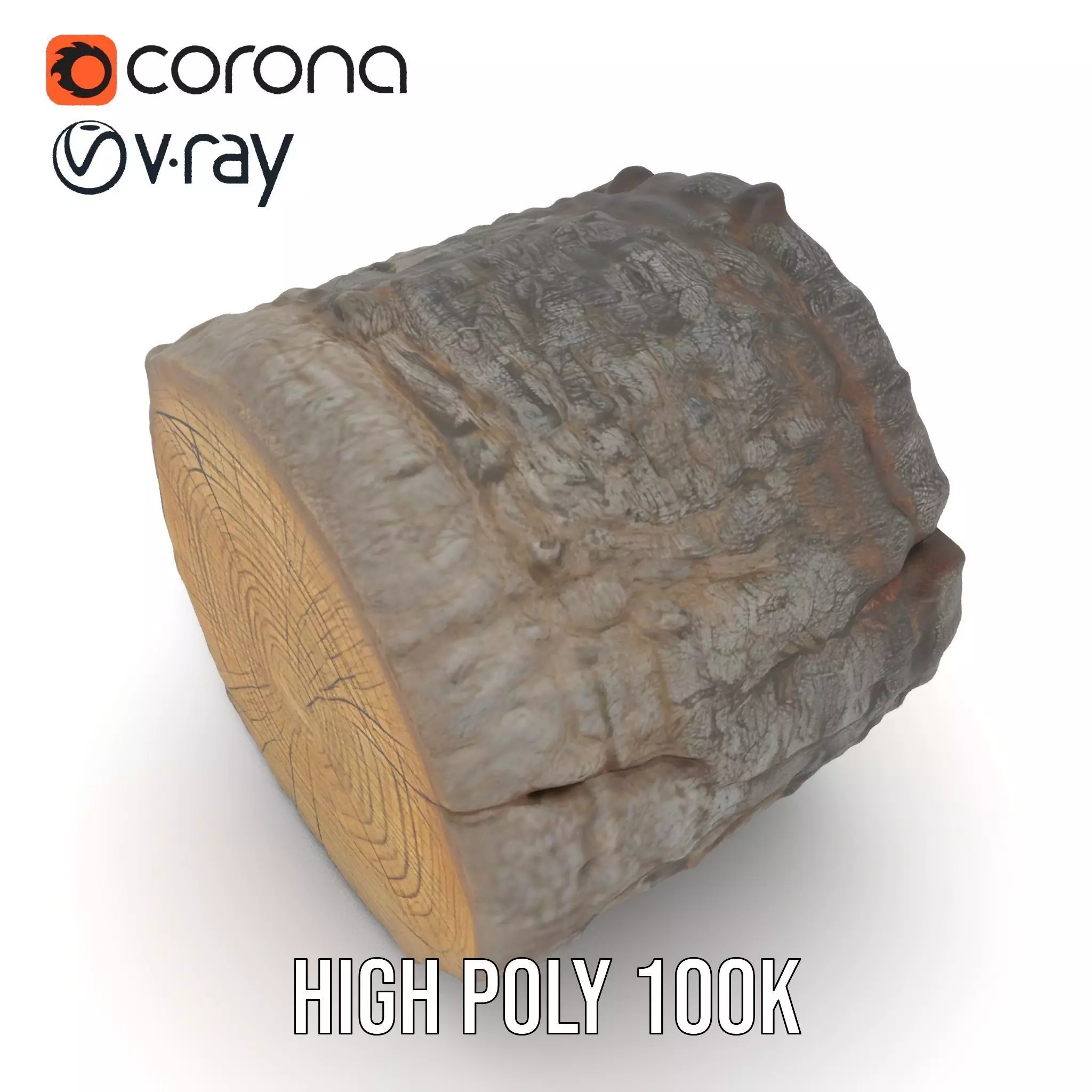 Rustic Tree Trunk model pack Low-poly 3D model_15