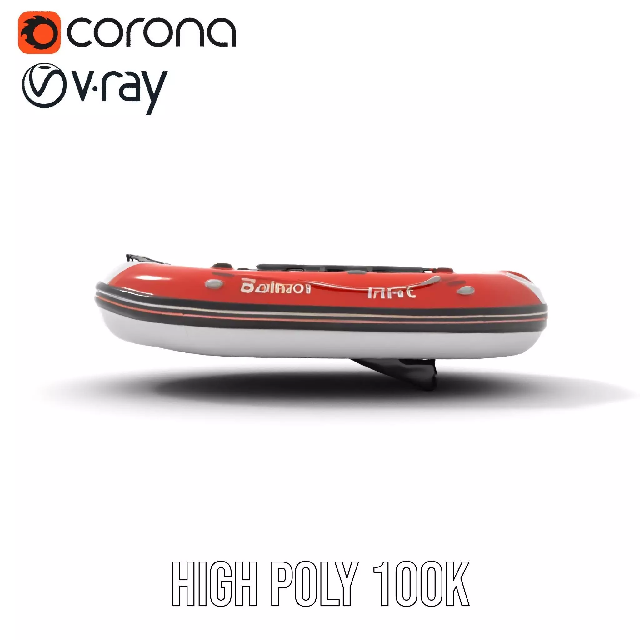 Orange Inflatable Boat model pack Low-poly 3D model_20