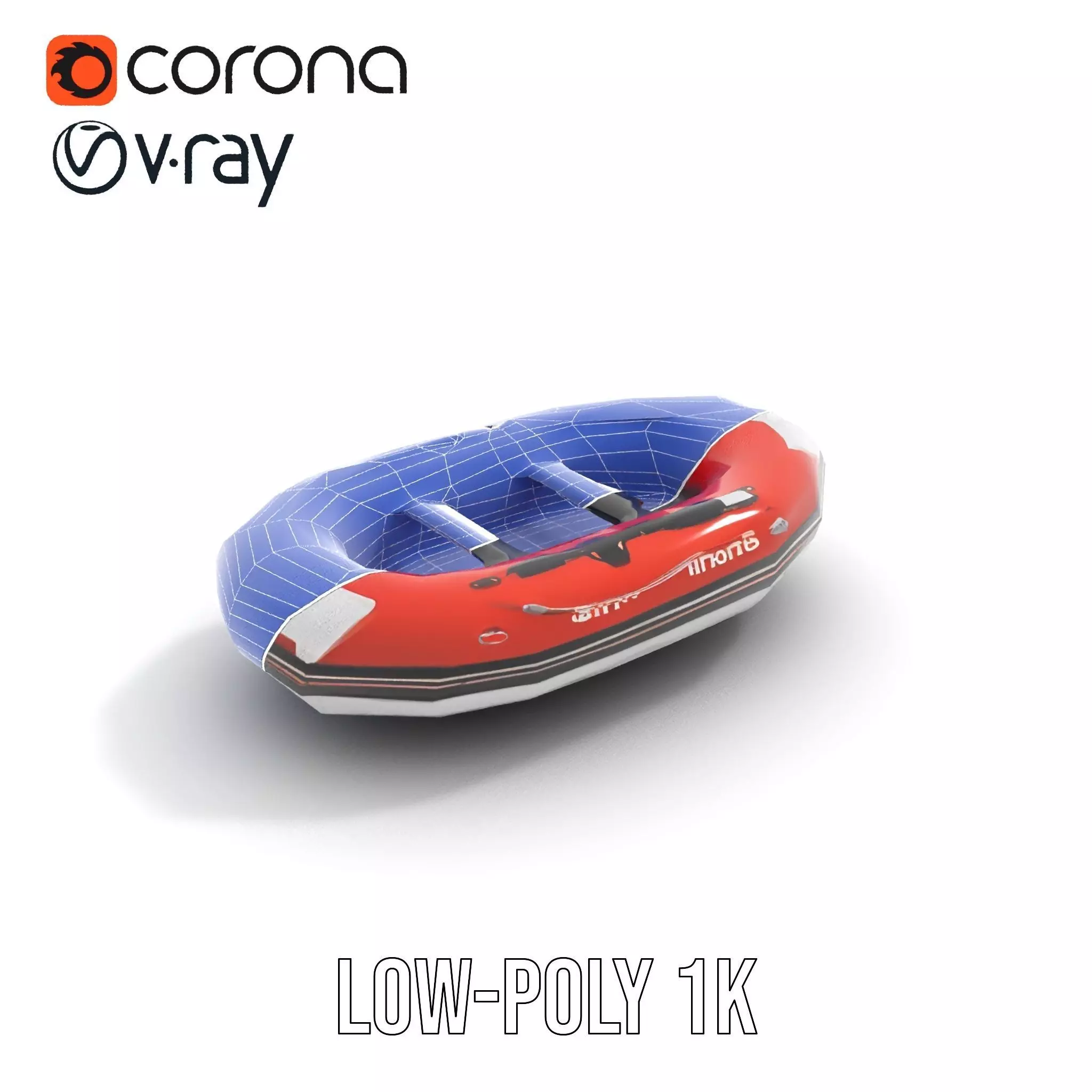 Orange Inflatable Boat model pack Low-poly 3D model_12