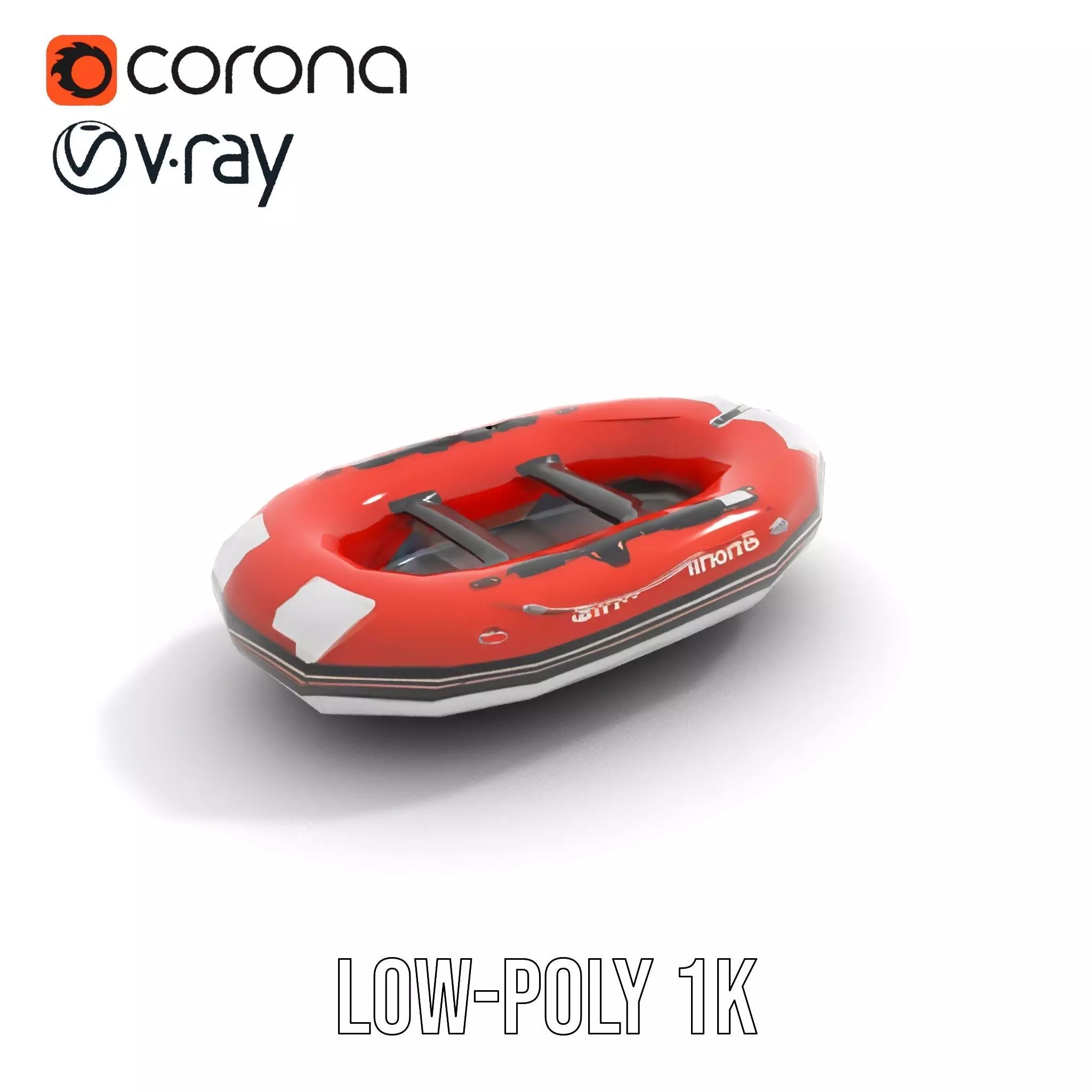 Orange Inflatable Boat model pack Low-poly 3D model_16