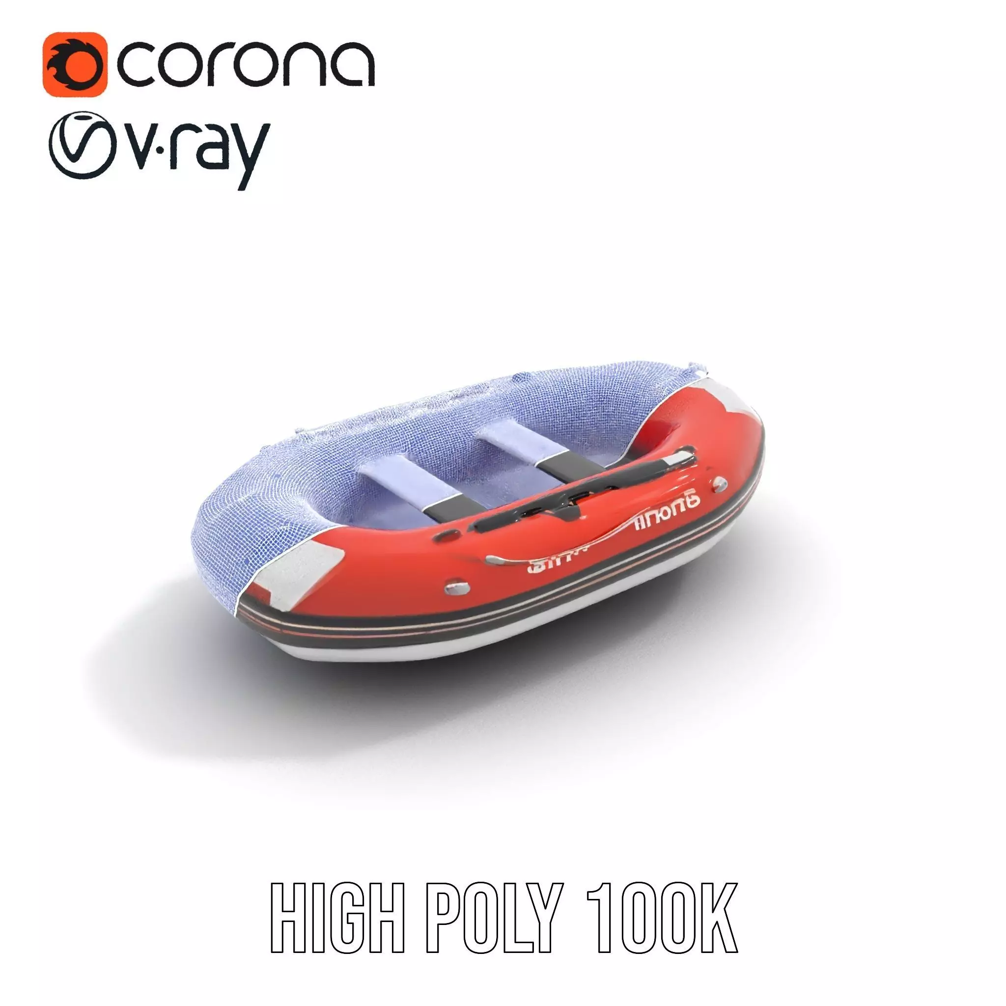 Orange Inflatable Boat model pack Low-poly 3D model_32