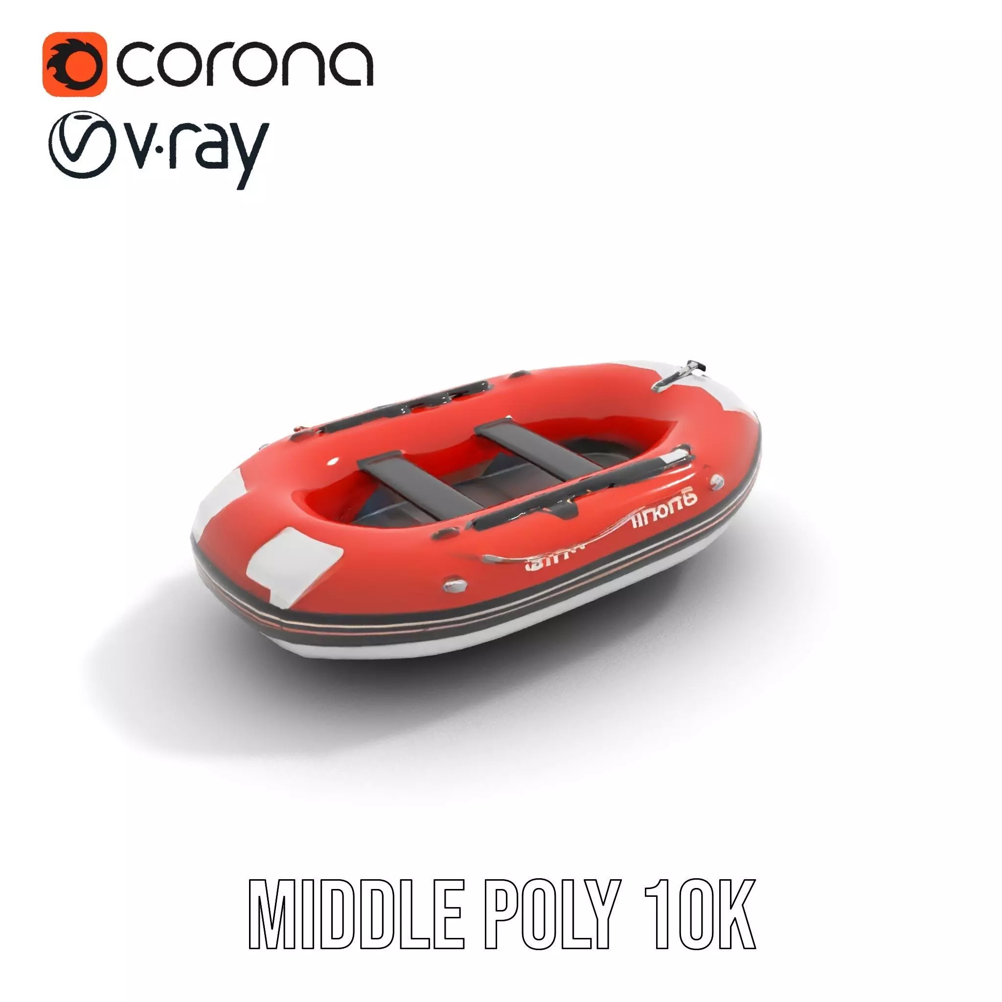 Orange Inflatable Boat model pack Low-poly 3D model_18