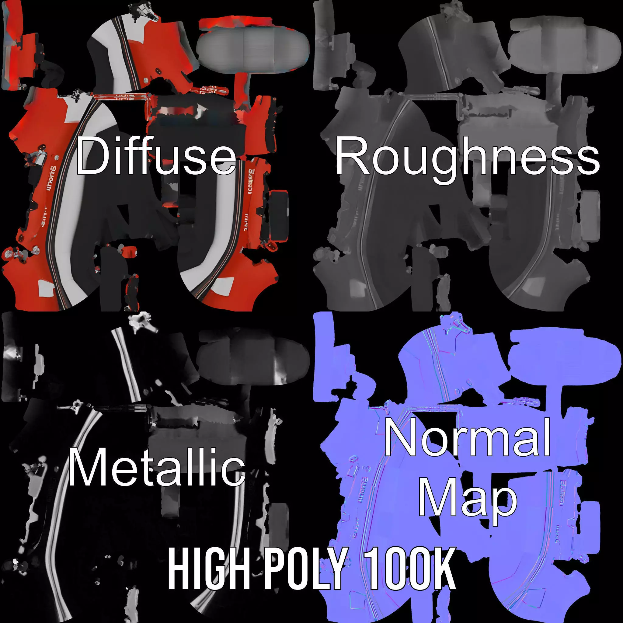 Orange Inflatable Boat model pack Low-poly 3D model_3