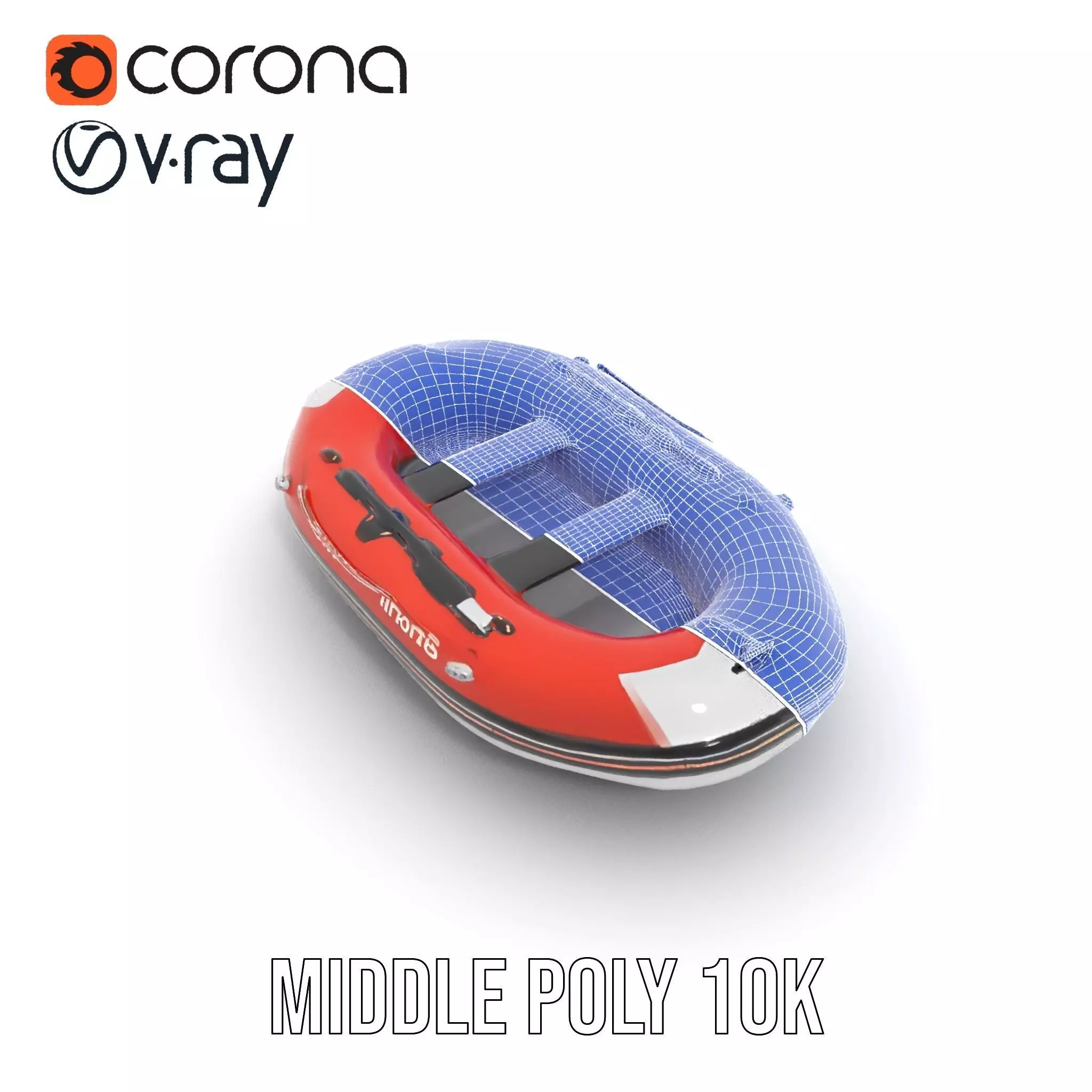 Orange Inflatable Boat model pack Low-poly 3D model_24
