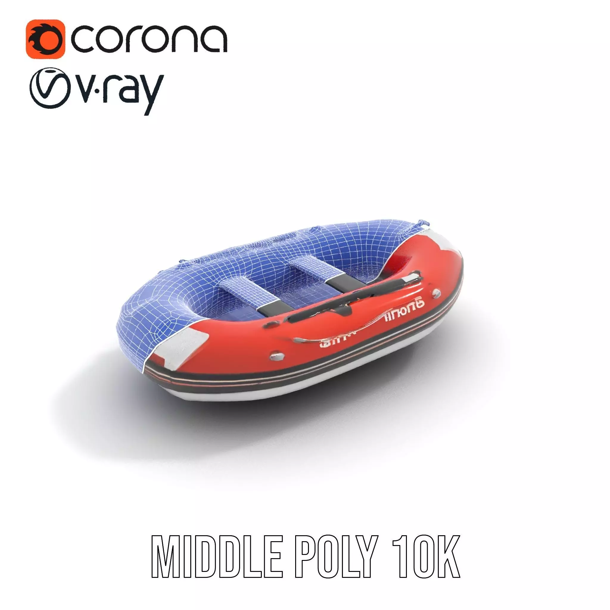 Orange Inflatable Boat model pack Low-poly 3D model_21
