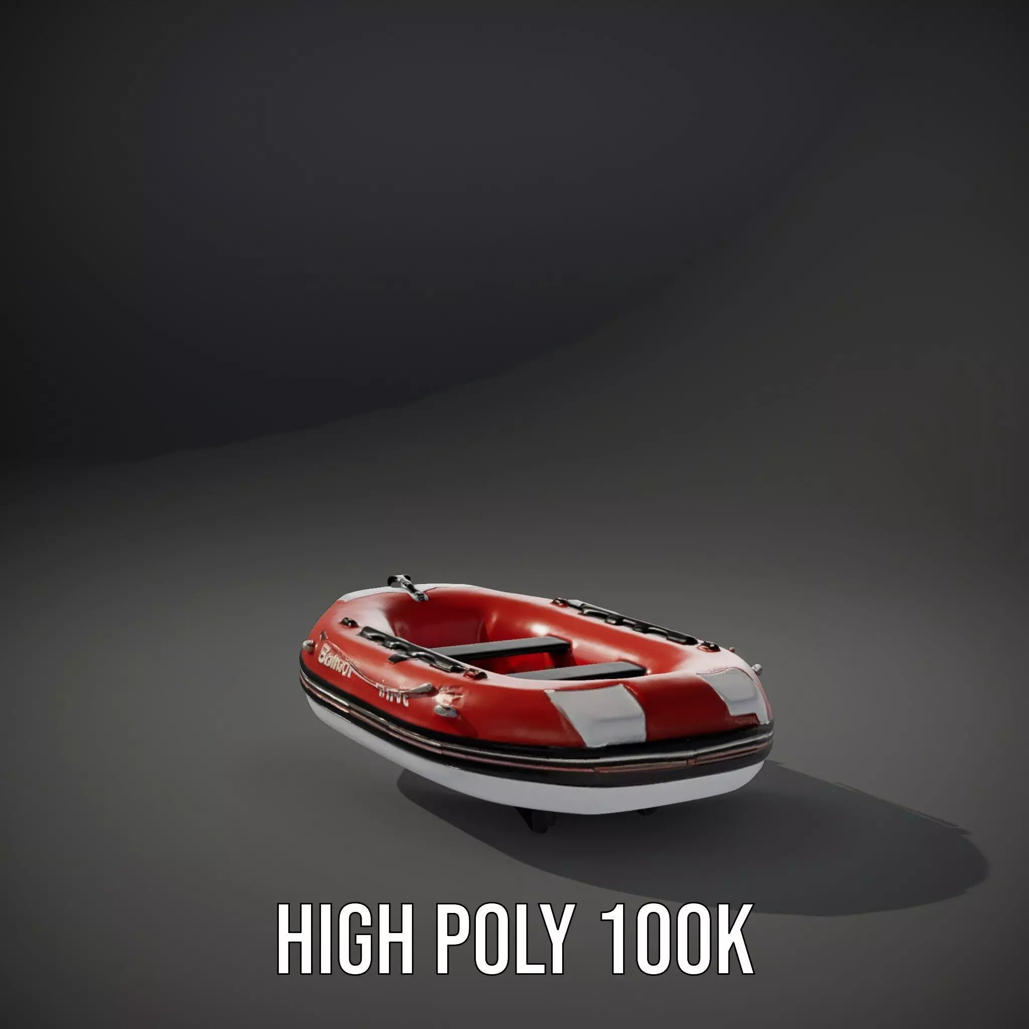 Orange Inflatable Boat model pack Low-poly 3D model_8