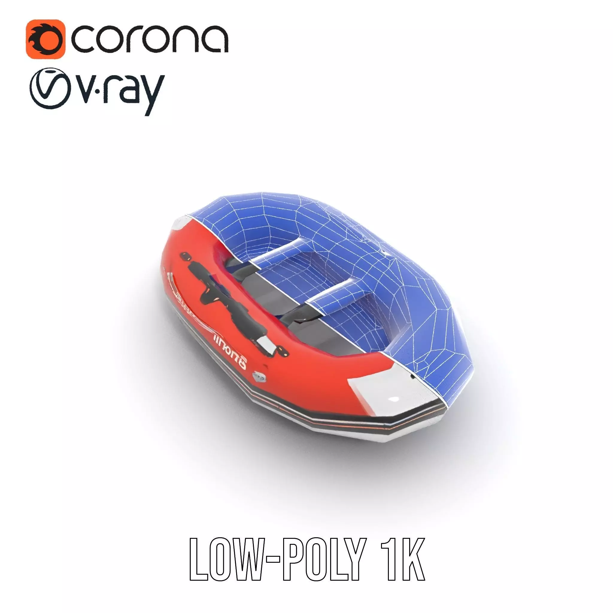 Orange Inflatable Boat model pack Low-poly 3D model_22