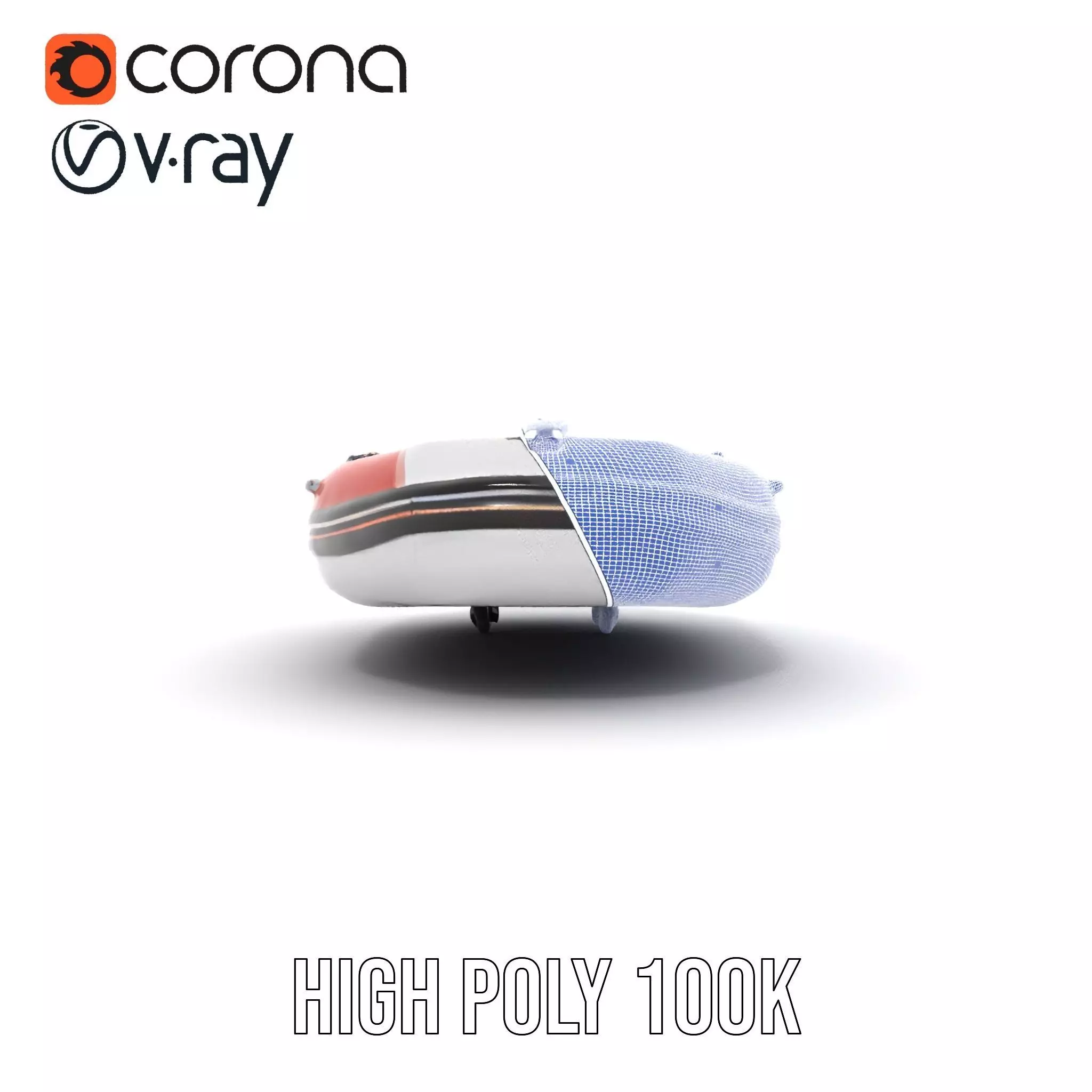 Orange Inflatable Boat model pack Low-poly 3D model_29