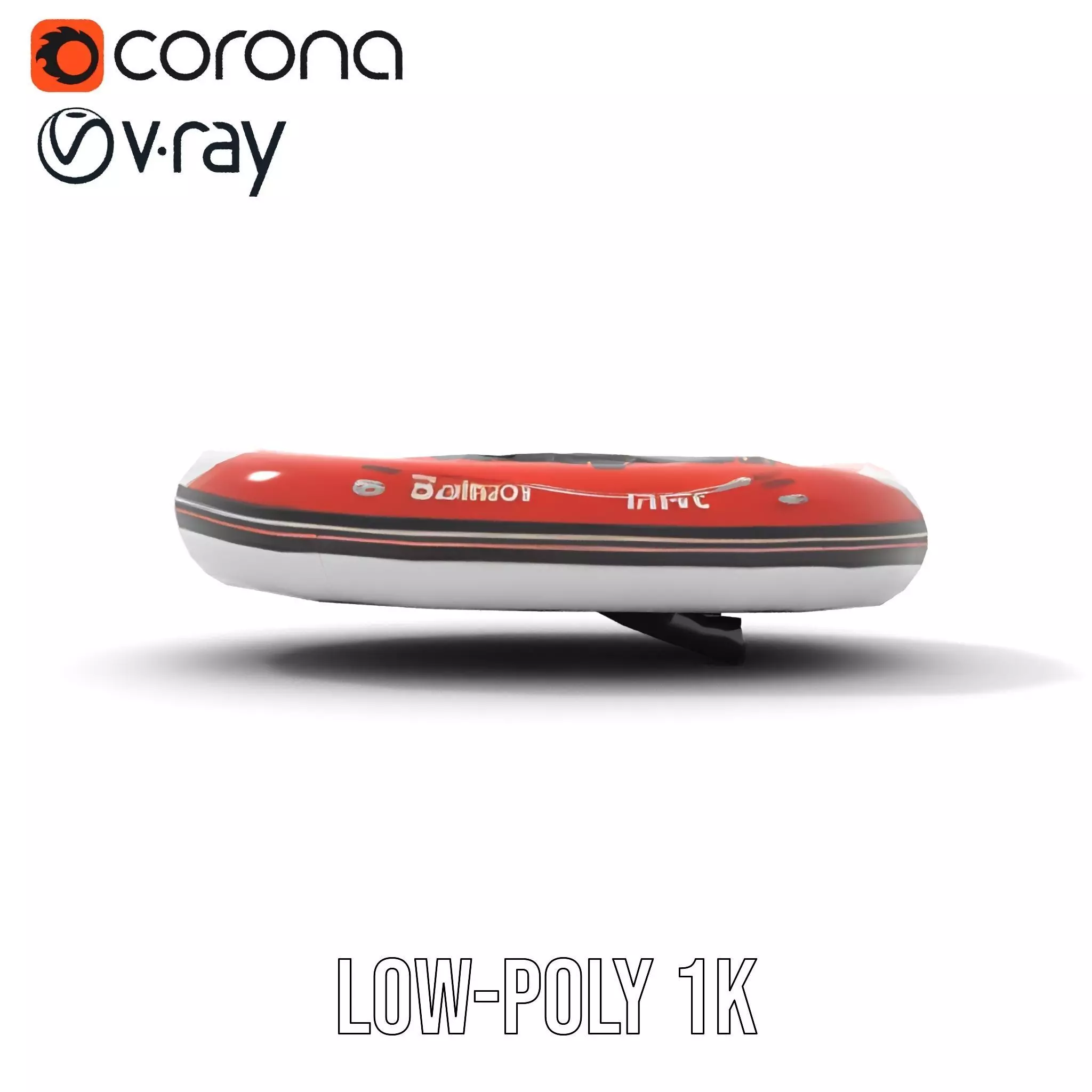 Orange Inflatable Boat model pack Low-poly 3D model_7