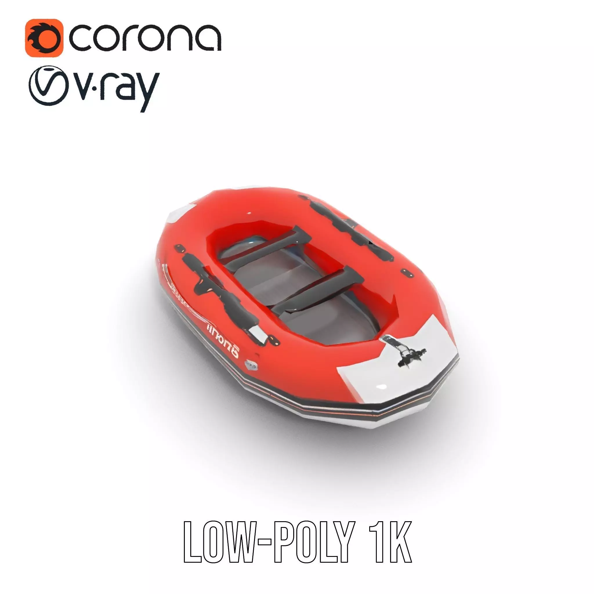 Orange Inflatable Boat model pack Low-poly 3D model_14