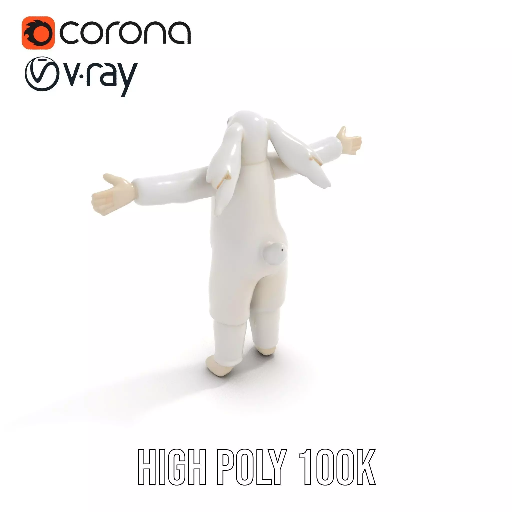 Soft White Rabbit model pack Low-poly 3D model_23