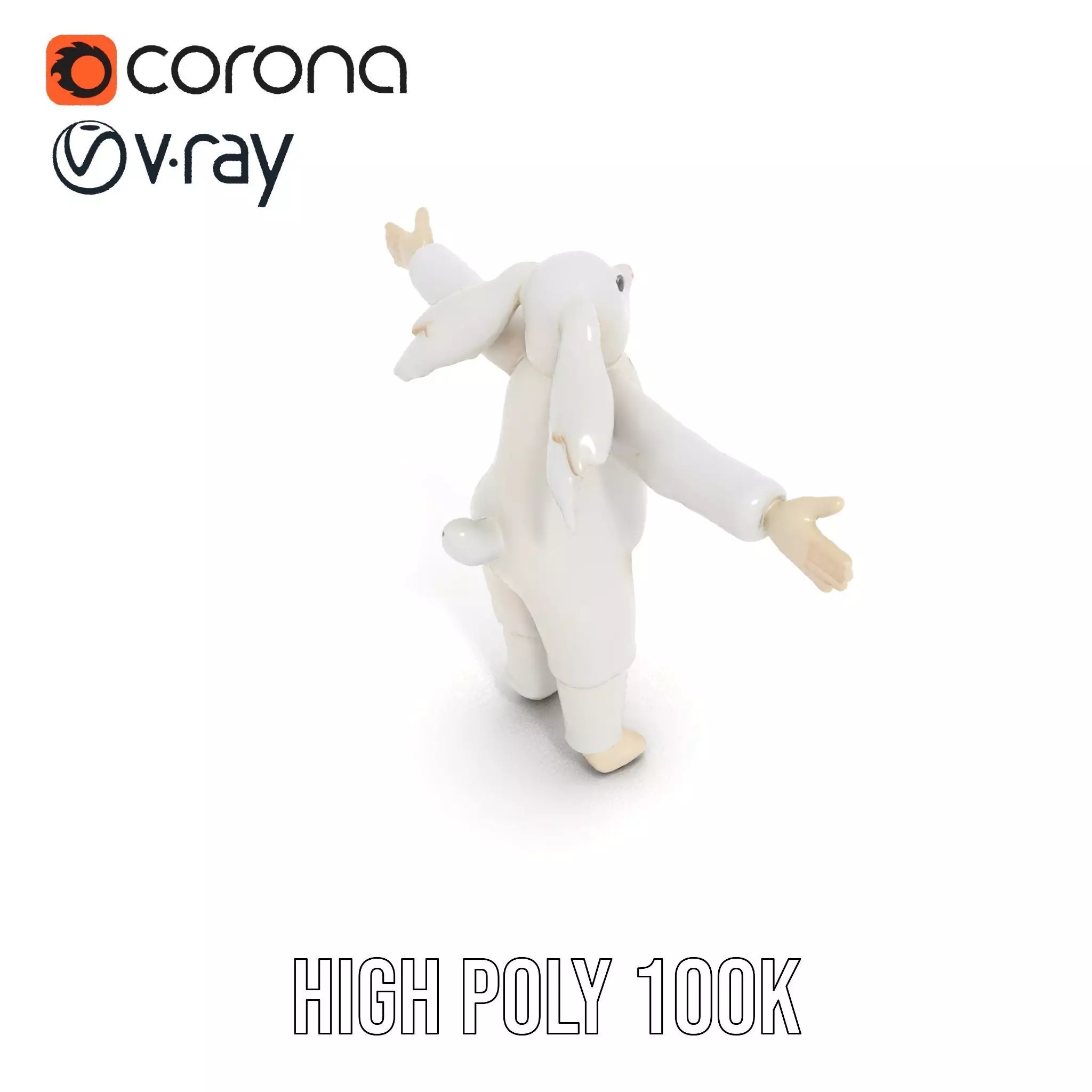Soft White Rabbit model pack Low-poly 3D model_31