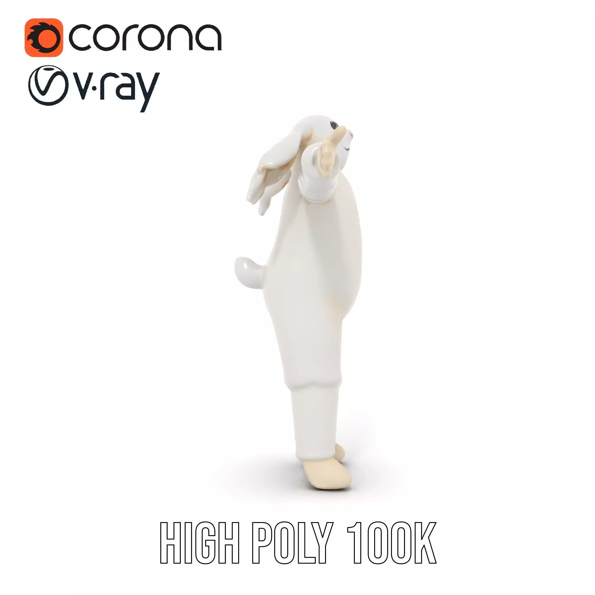 Soft White Rabbit model pack Low-poly 3D model_17