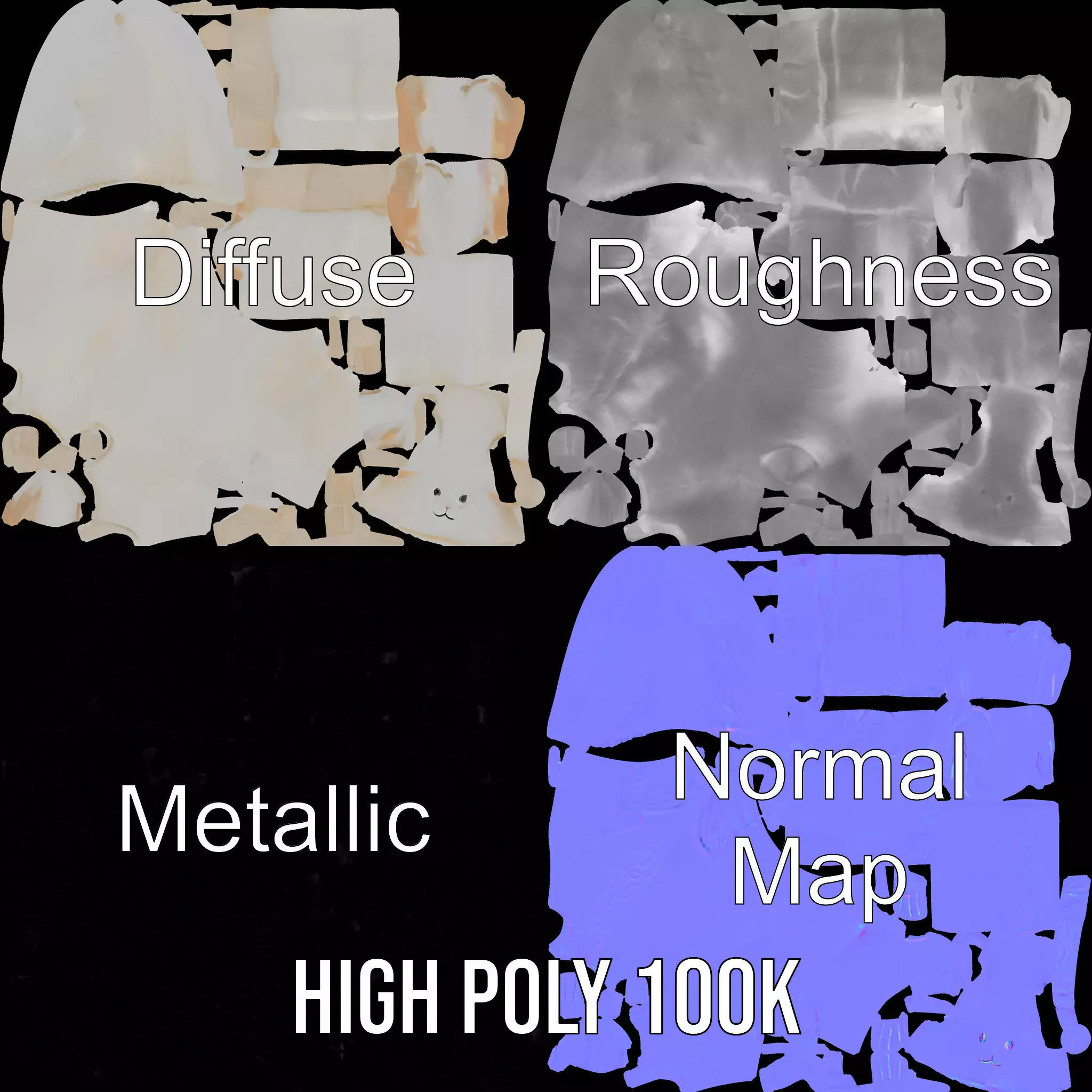 Soft White Rabbit model pack Low-poly 3D model_3