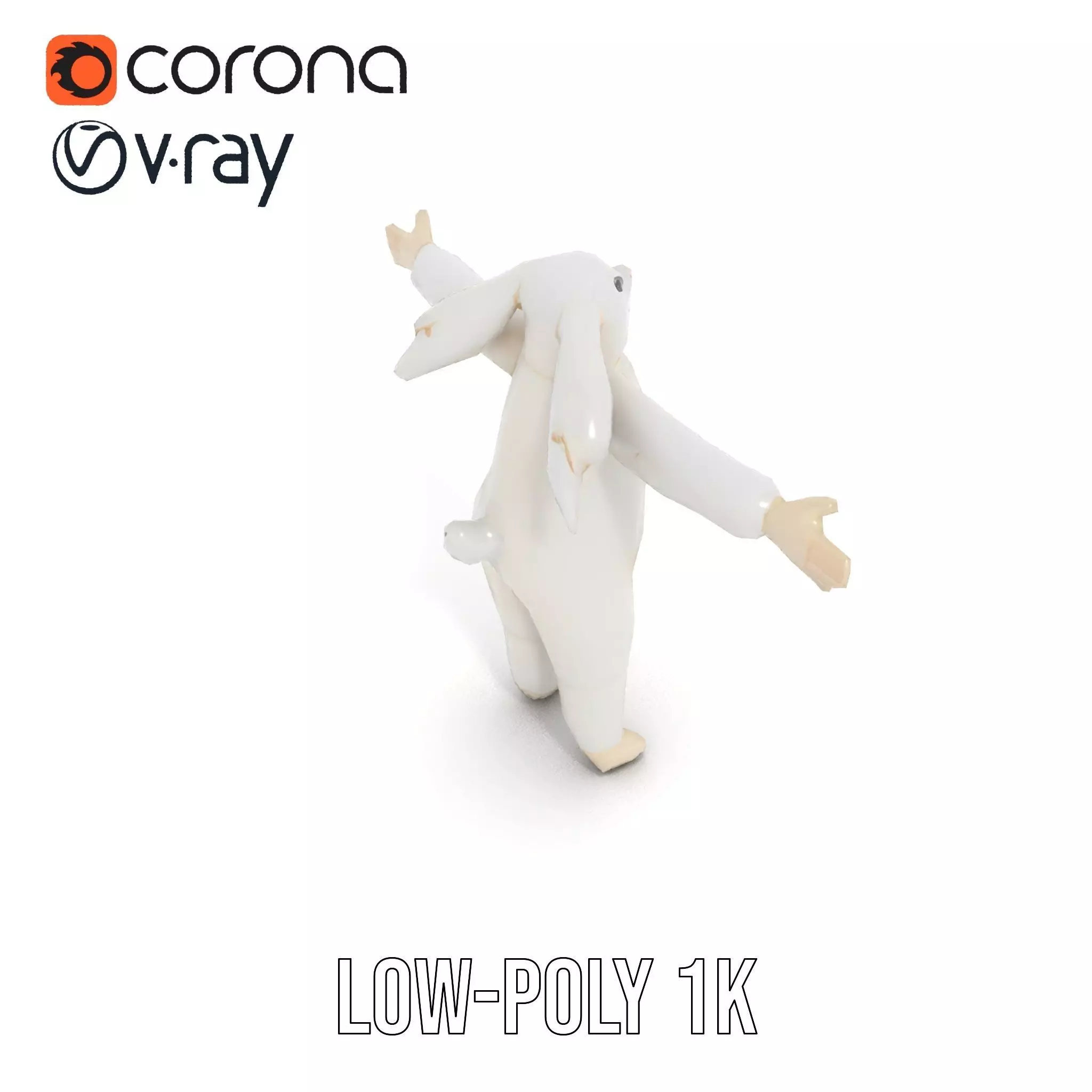 Soft White Rabbit model pack Low-poly 3D model_9