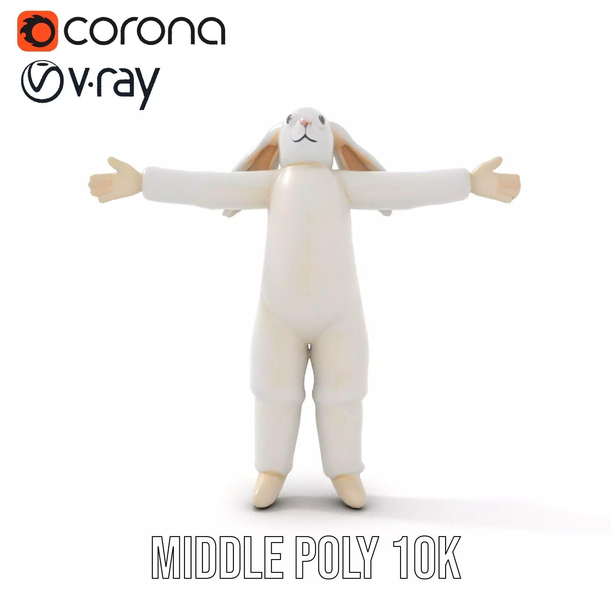 Soft White Rabbit model pack Low-poly 3D model_5
