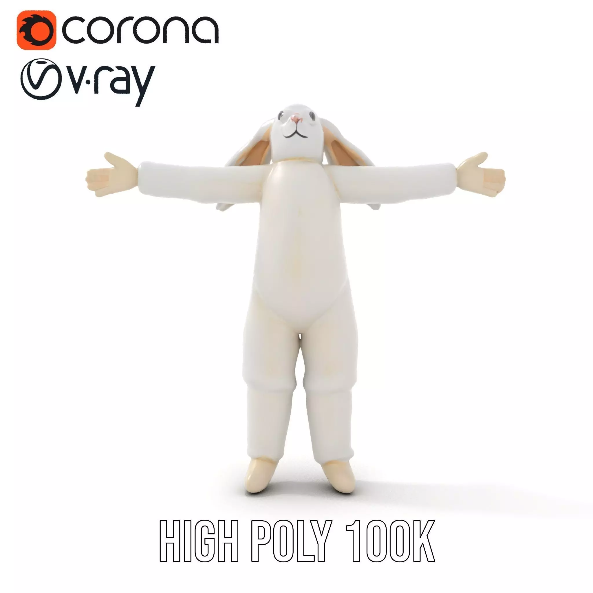 Soft White Rabbit model pack Low-poly 3D model_26