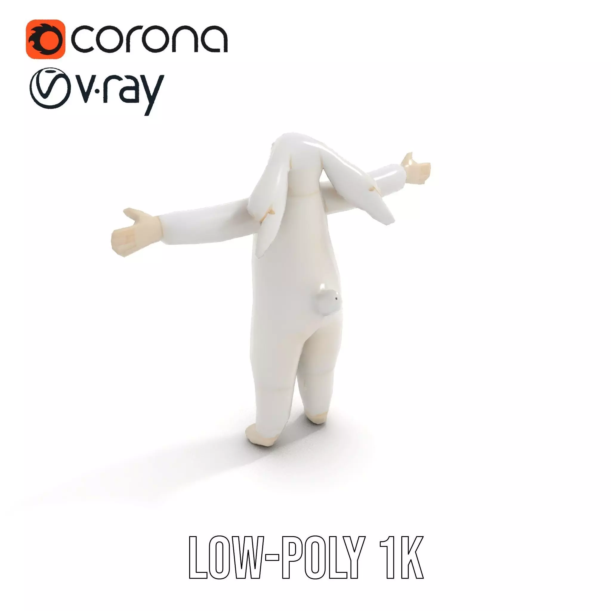 Soft White Rabbit model pack Low-poly 3D model_14