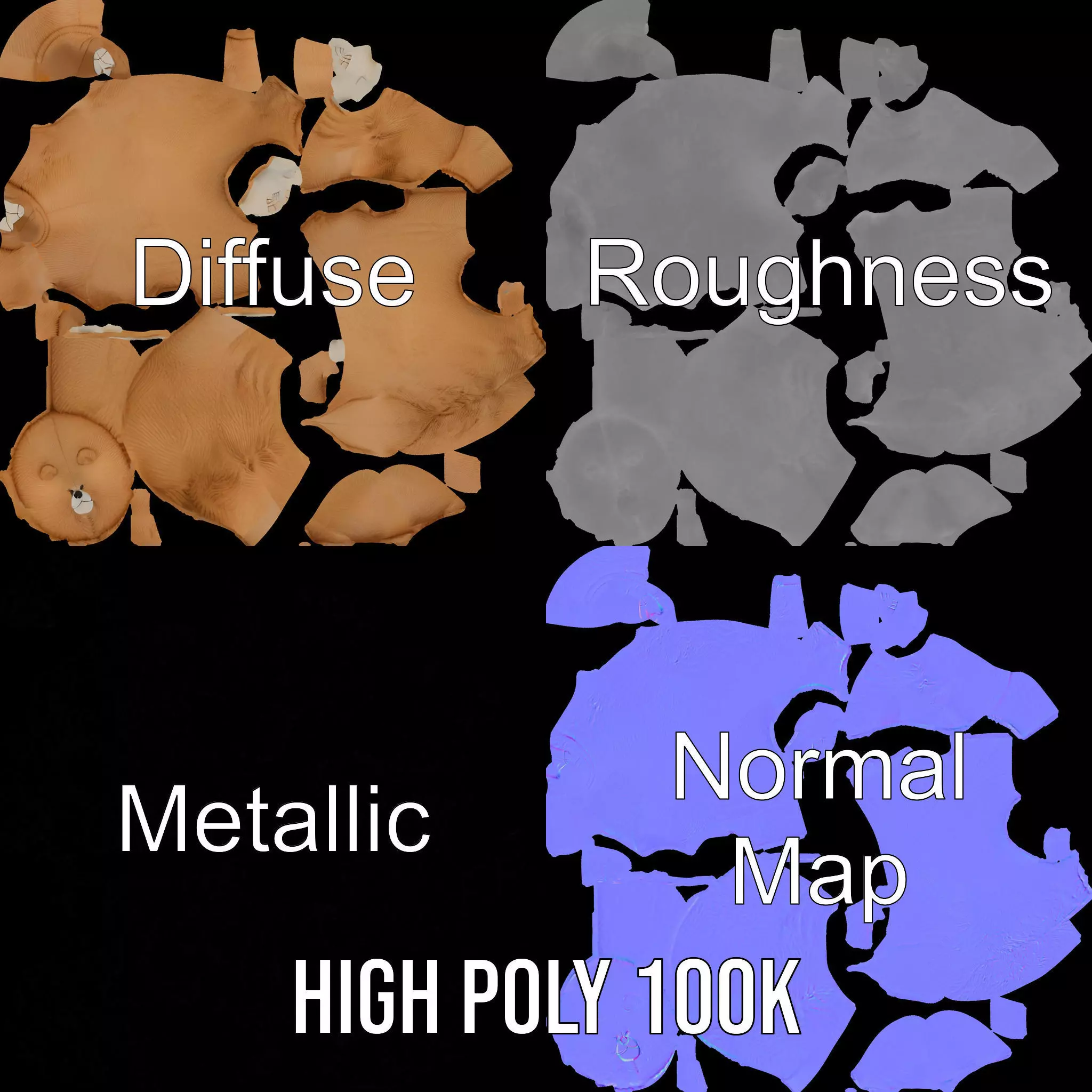 Fluffy Teddy Bear model pack Low-poly 3D model_3