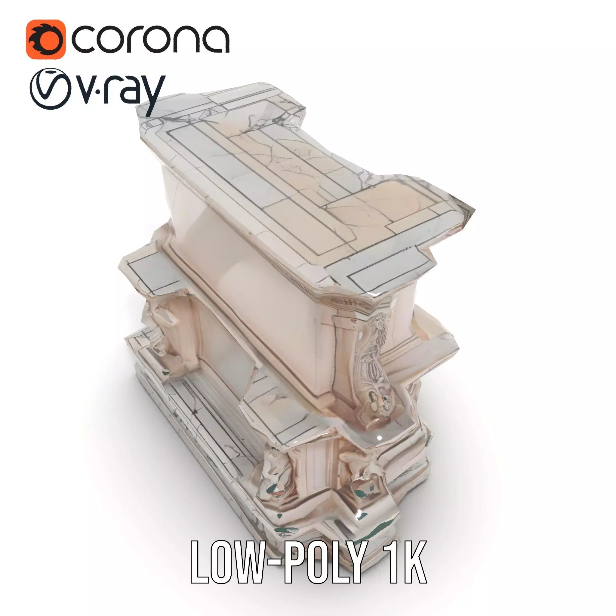 Ornate Marble Fountain model pack Low-poly 3D model_23