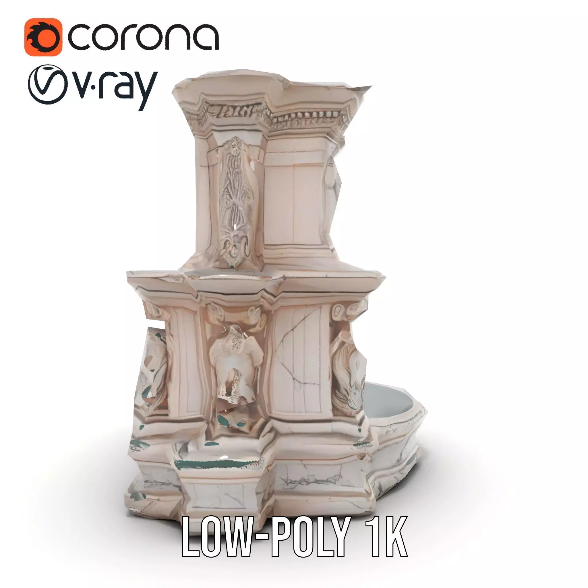 Ornate Marble Fountain model pack Low-poly 3D model_20