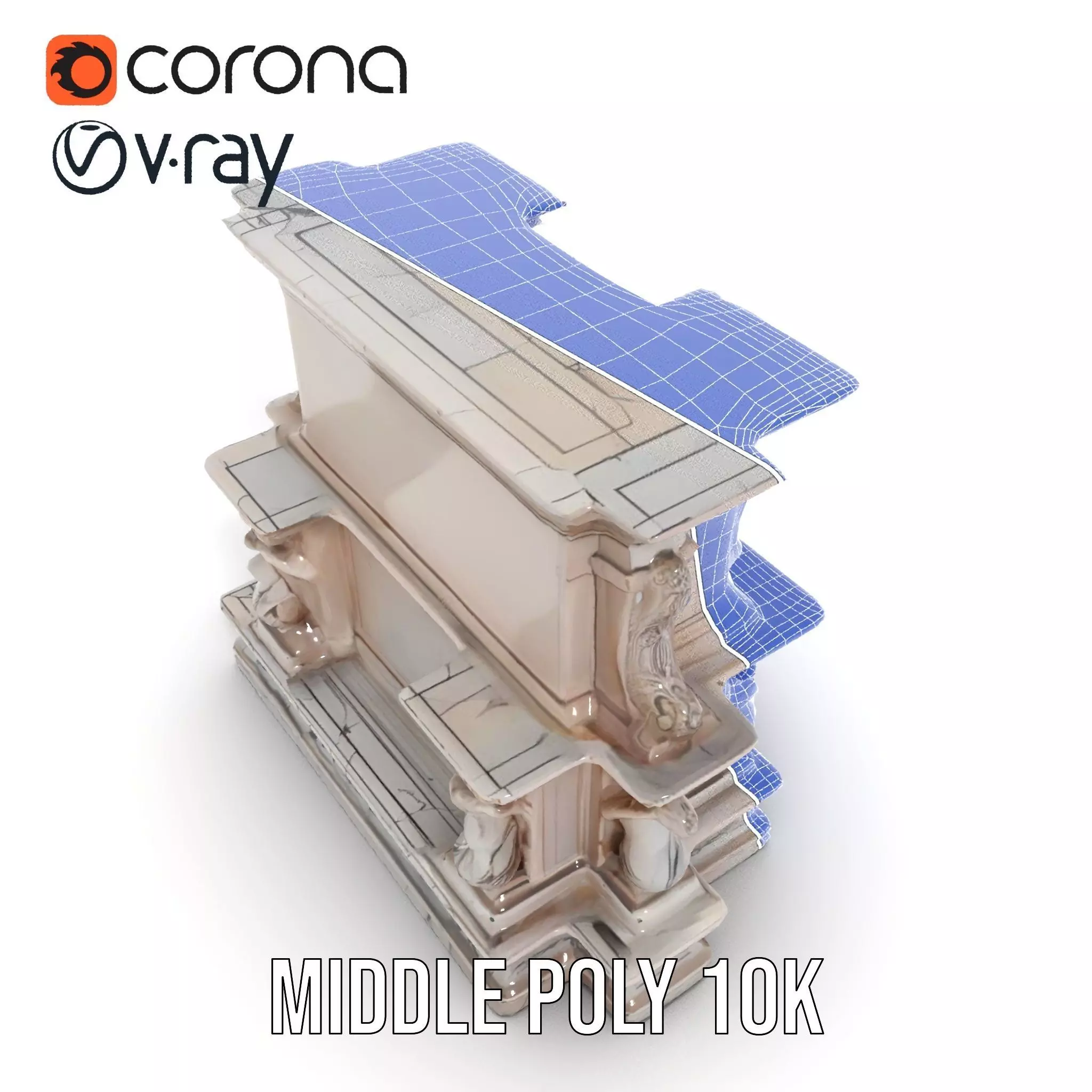 Ornate Marble Fountain model pack Low-poly 3D model_29