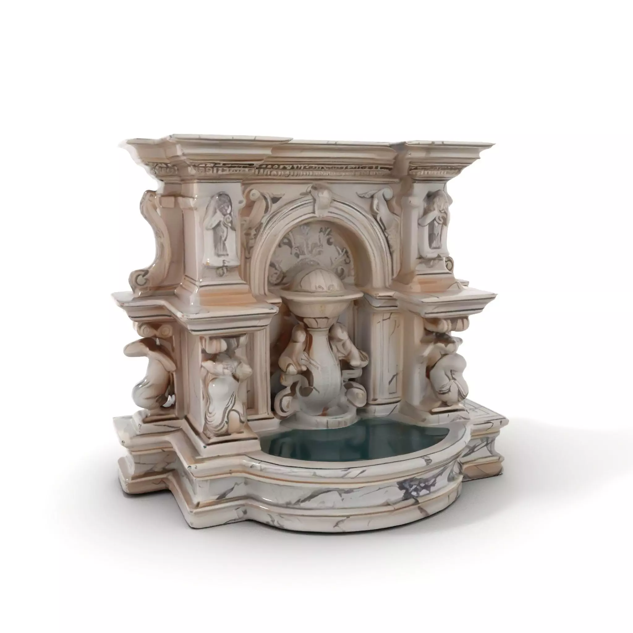 Ornate Marble Fountain model pack Low-poly 3D model_0