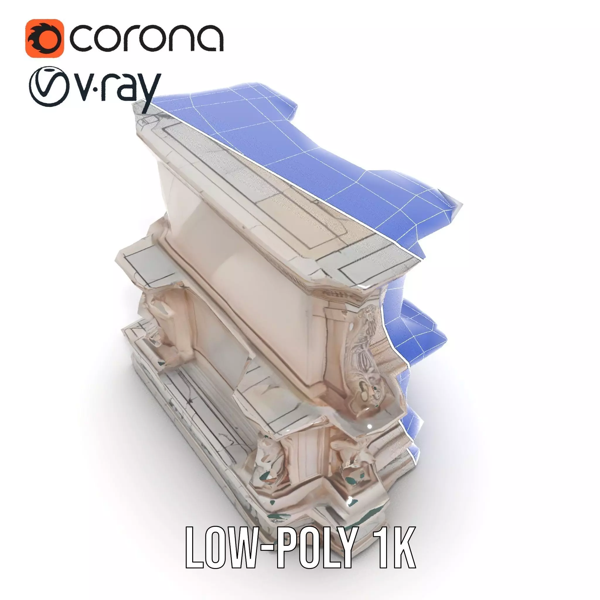 Ornate Marble Fountain model pack Low-poly 3D model_30