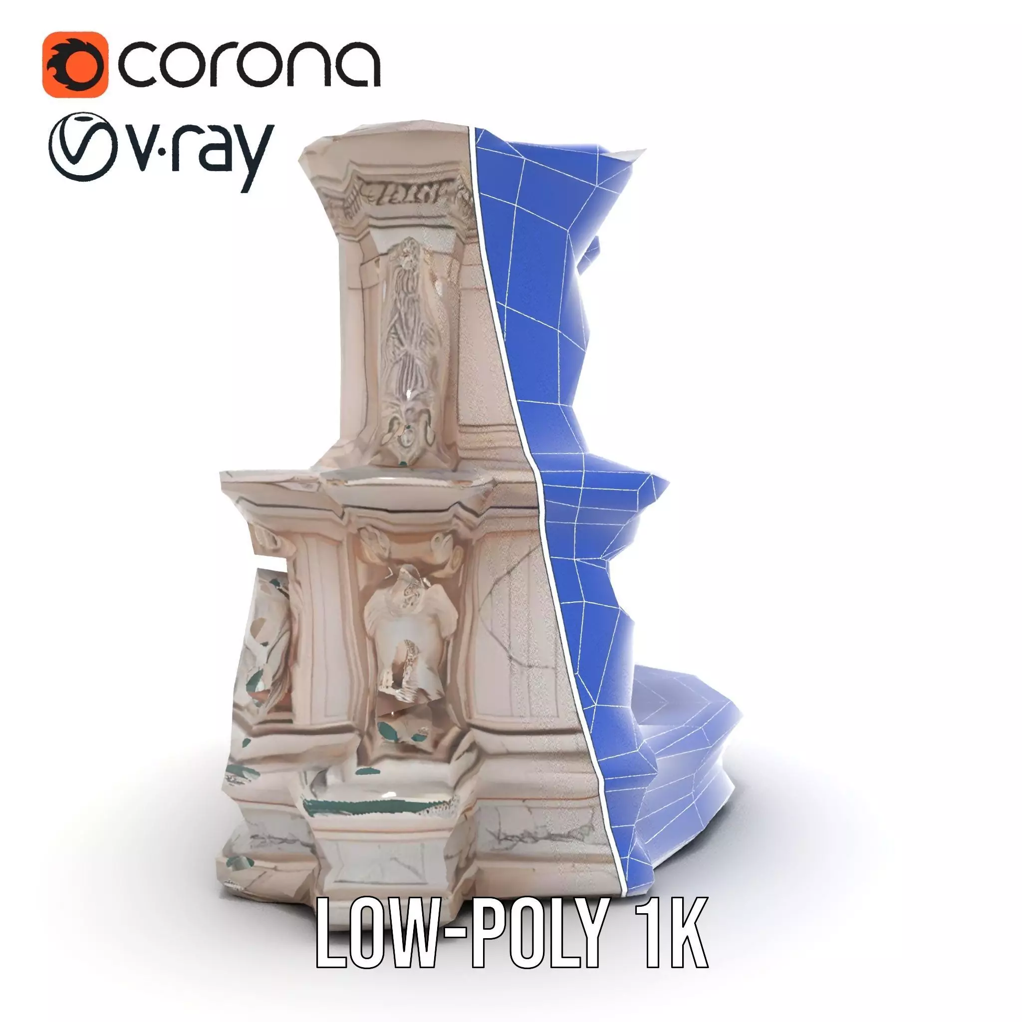 Ornate Marble Fountain model pack Low-poly 3D model_28